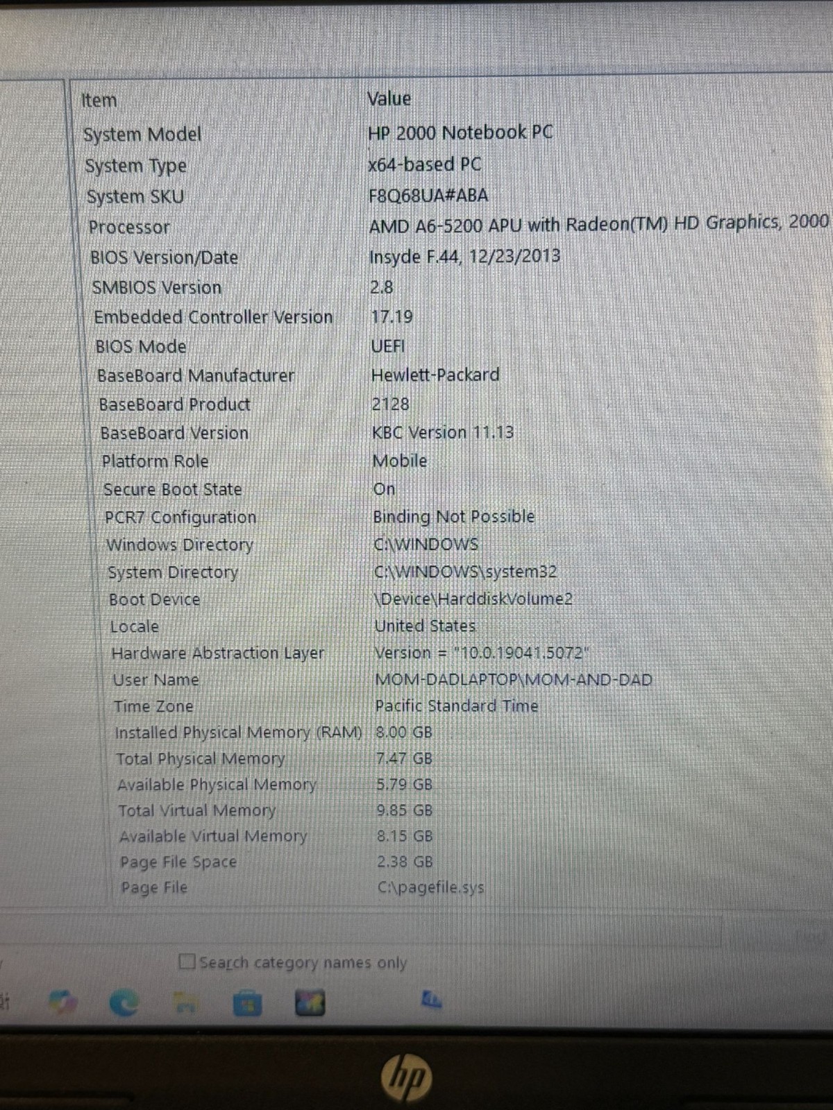 HP 2000-2D70DX AMD A6-5200 2GHz 4-Core 750GB HDD 8GB RAM 15.6” Win11 Pro
