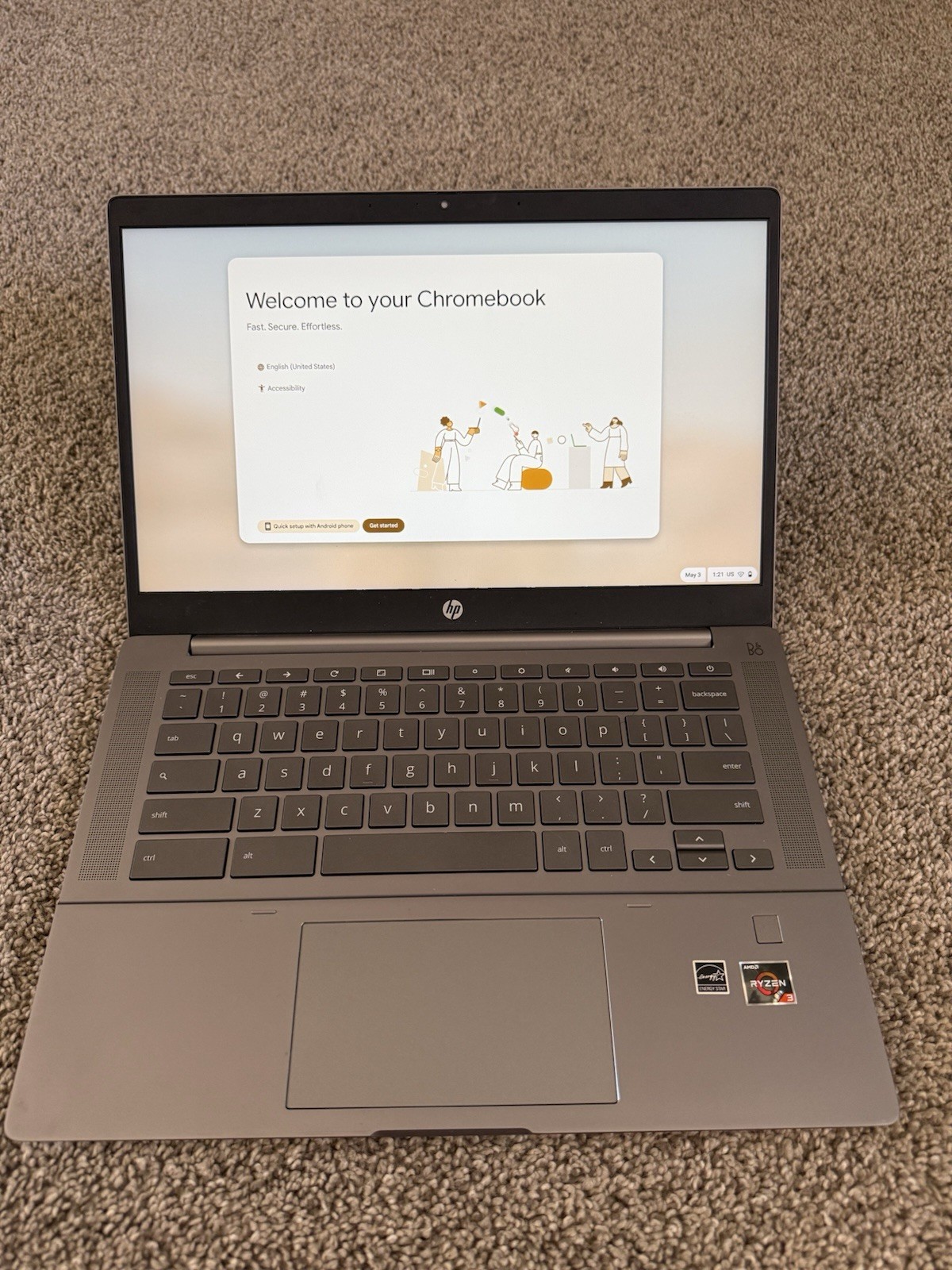 HP Chromebook 14″ AMD Ryzen 3 Laptop Gray Wi-Fi Bluetooth Webcam