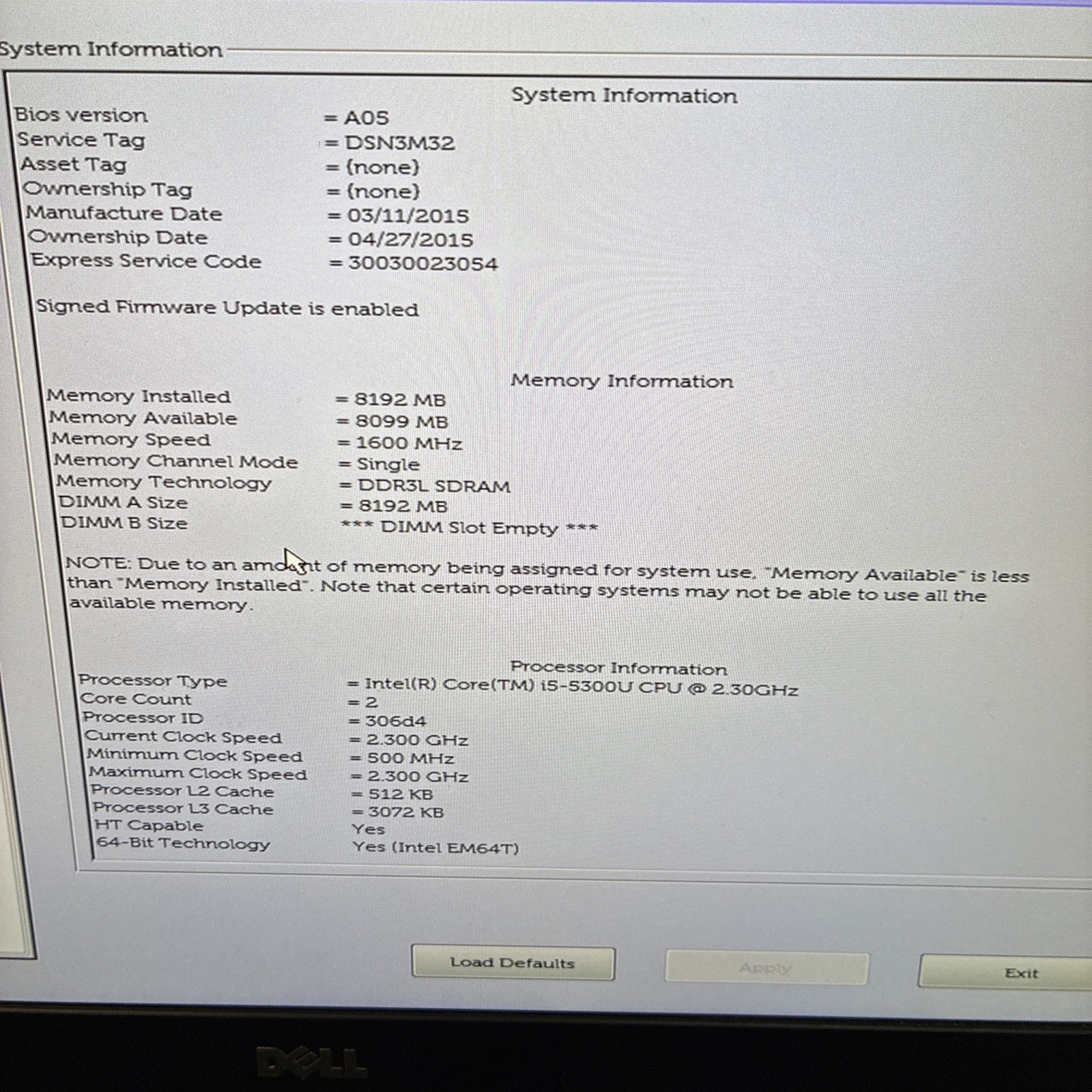 Dell Latitude E5450 i5-5300U@2.3GHz 8GB Ram No HD Bad battery Read Description