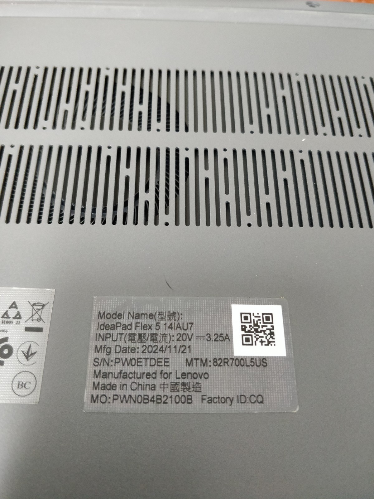 Lenovo IdeaPad Flex 5 14IAU7 INTEL CORE I5-1235U G8GB RAM NO DRIVE PARTS 8661