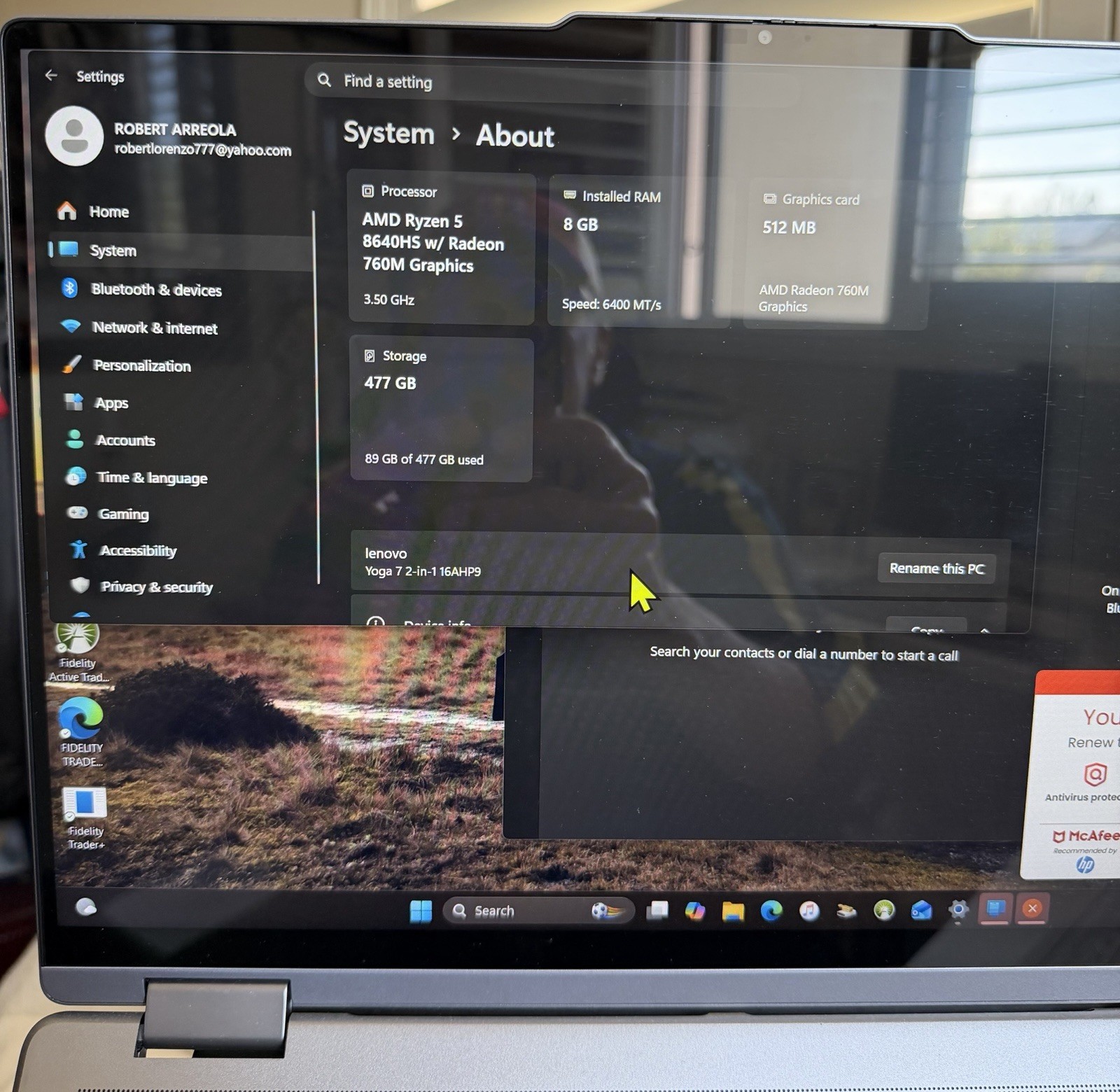 Lenovo Yoga 7 2-in-1 16AHP9 16″ Touch Ryzen 5 8640HS 8GB 477GB SSD