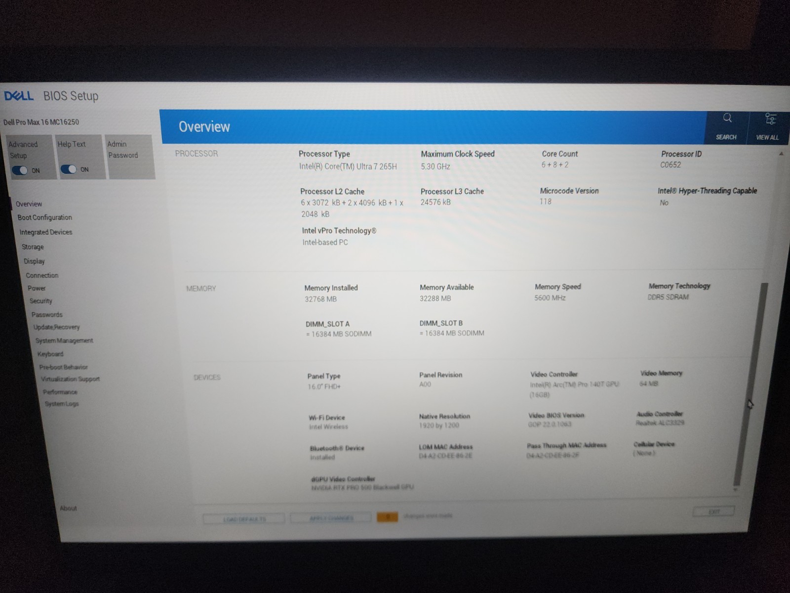 Dell Pro Max 16 2025 RTX Pro 500 6GB 32GB 1TB Ultra 7 Warranty 2028