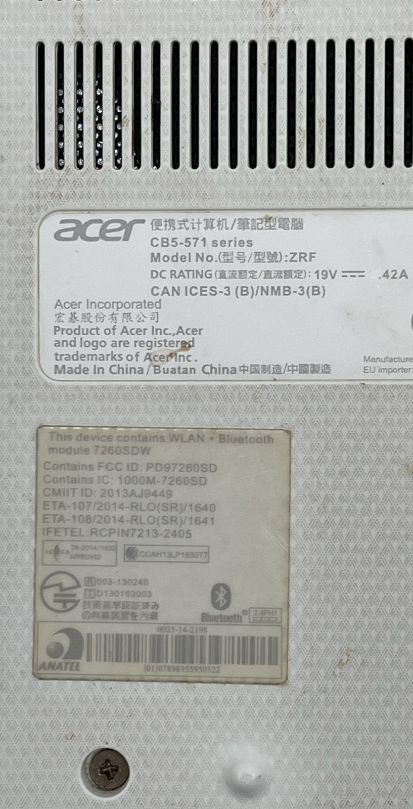 Acer Chromebook 15 CB5-571 ZRF 15.6″ Intel Core Laptop No HDD Unit Notebook