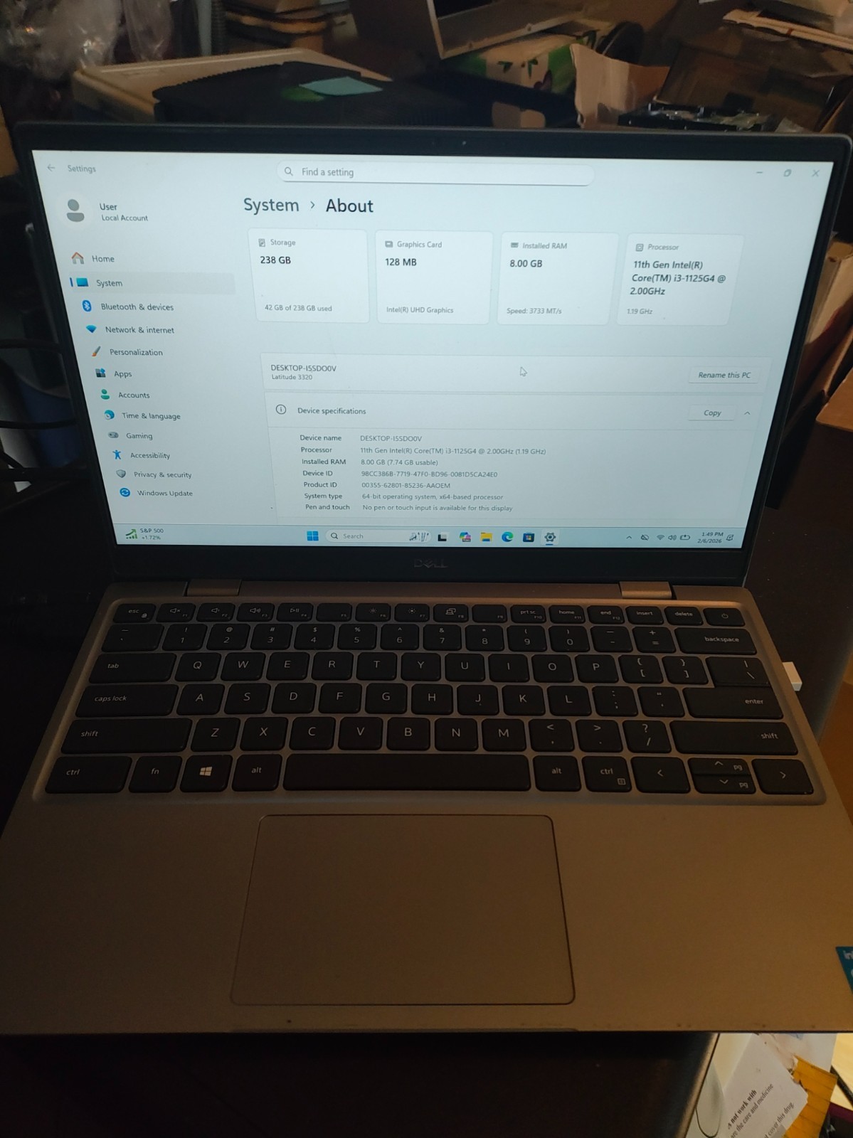 Dell Latitude 3320 11thGen i3 Quad 1.2ghz/3.7ghz max/8gb 3733/256gb ssd/Win11