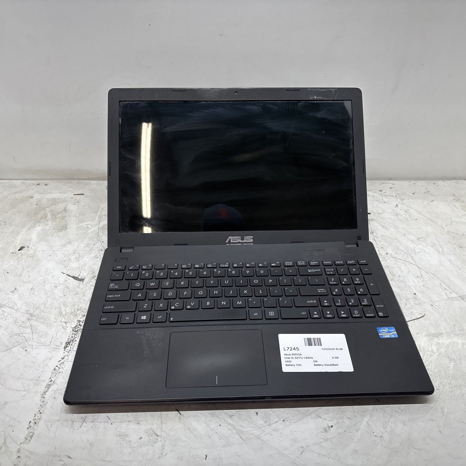 Asus X551CA Intel i3-3217U 1.8GHz 4 GB NO HDD