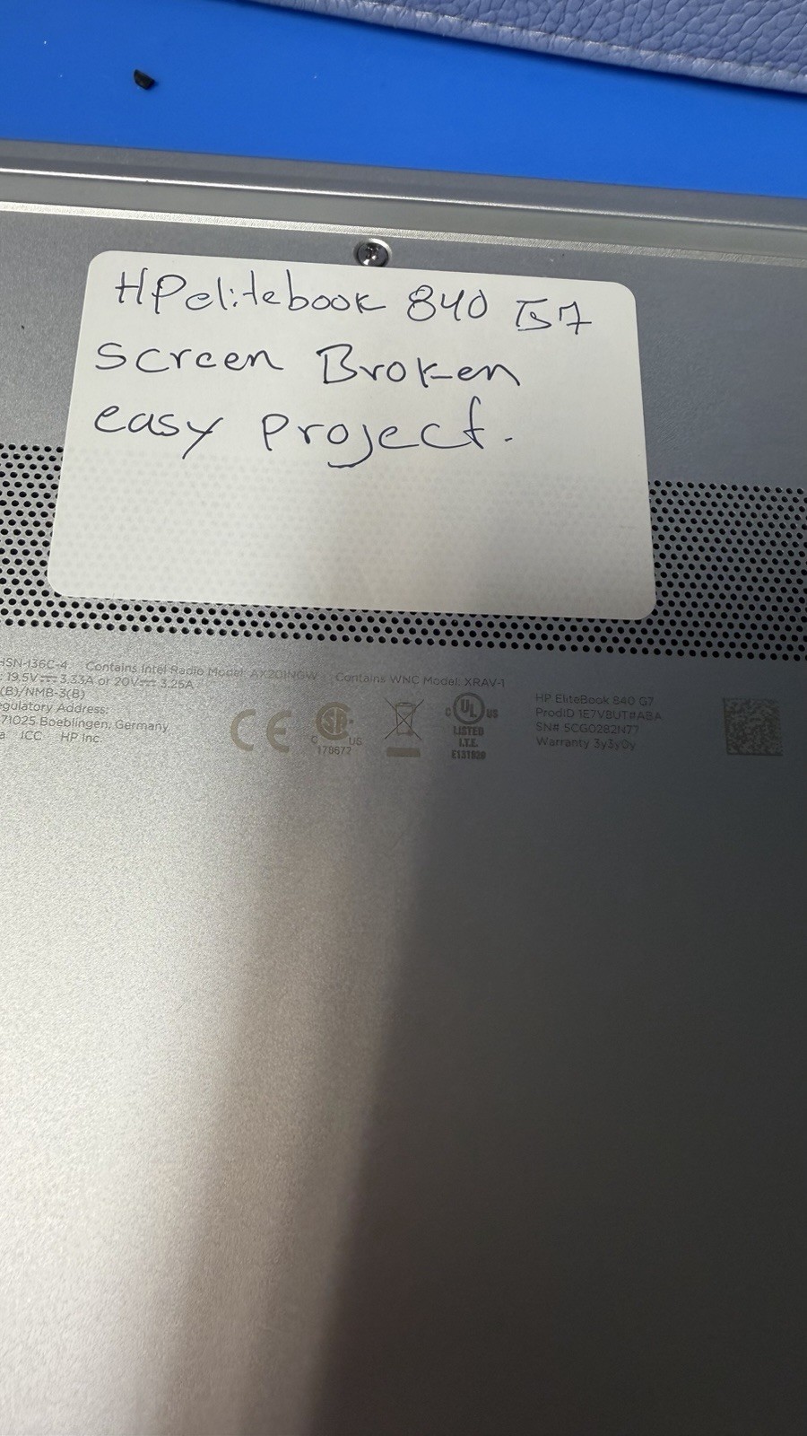HP EliteBook 840 G7 i5 Laptop Works Needs Screen No RAM No SSD