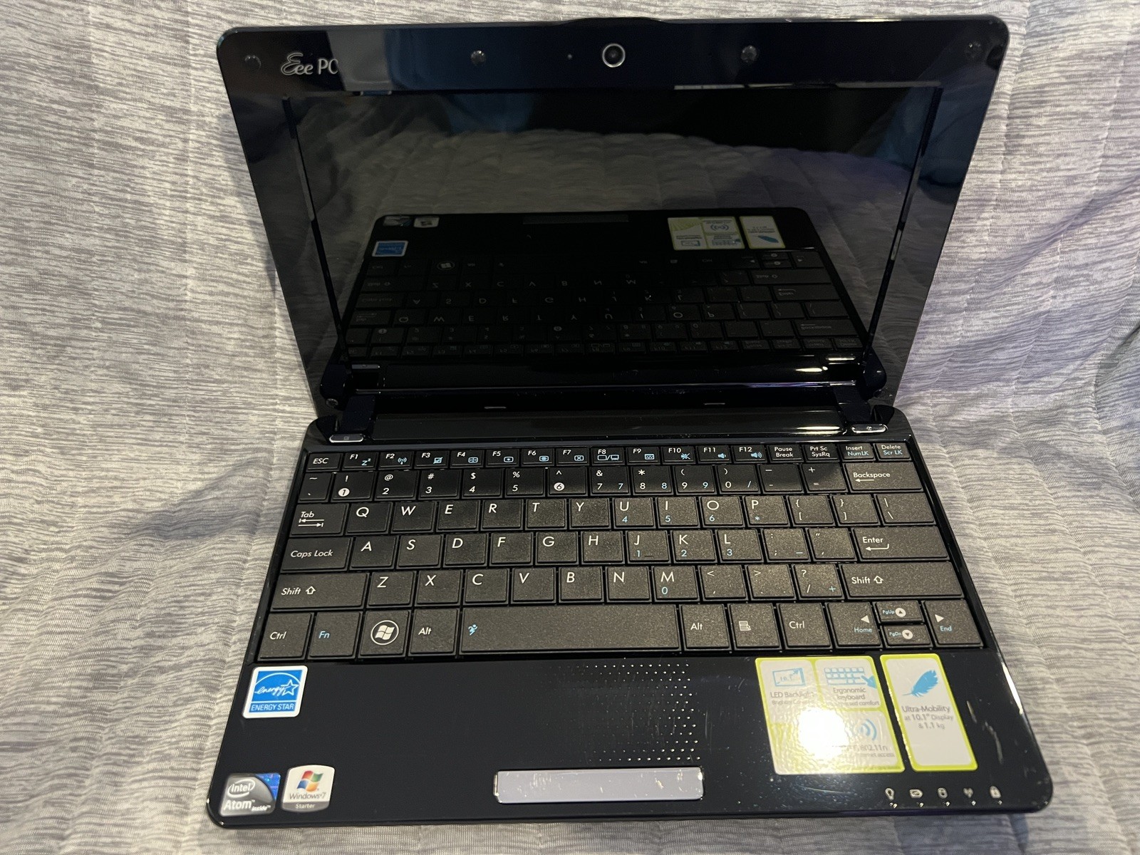 ASUS Eee PC 1005HAB Netbook Black Atom N270 1GB RAM 160GB HDD Win 7 Works Clean