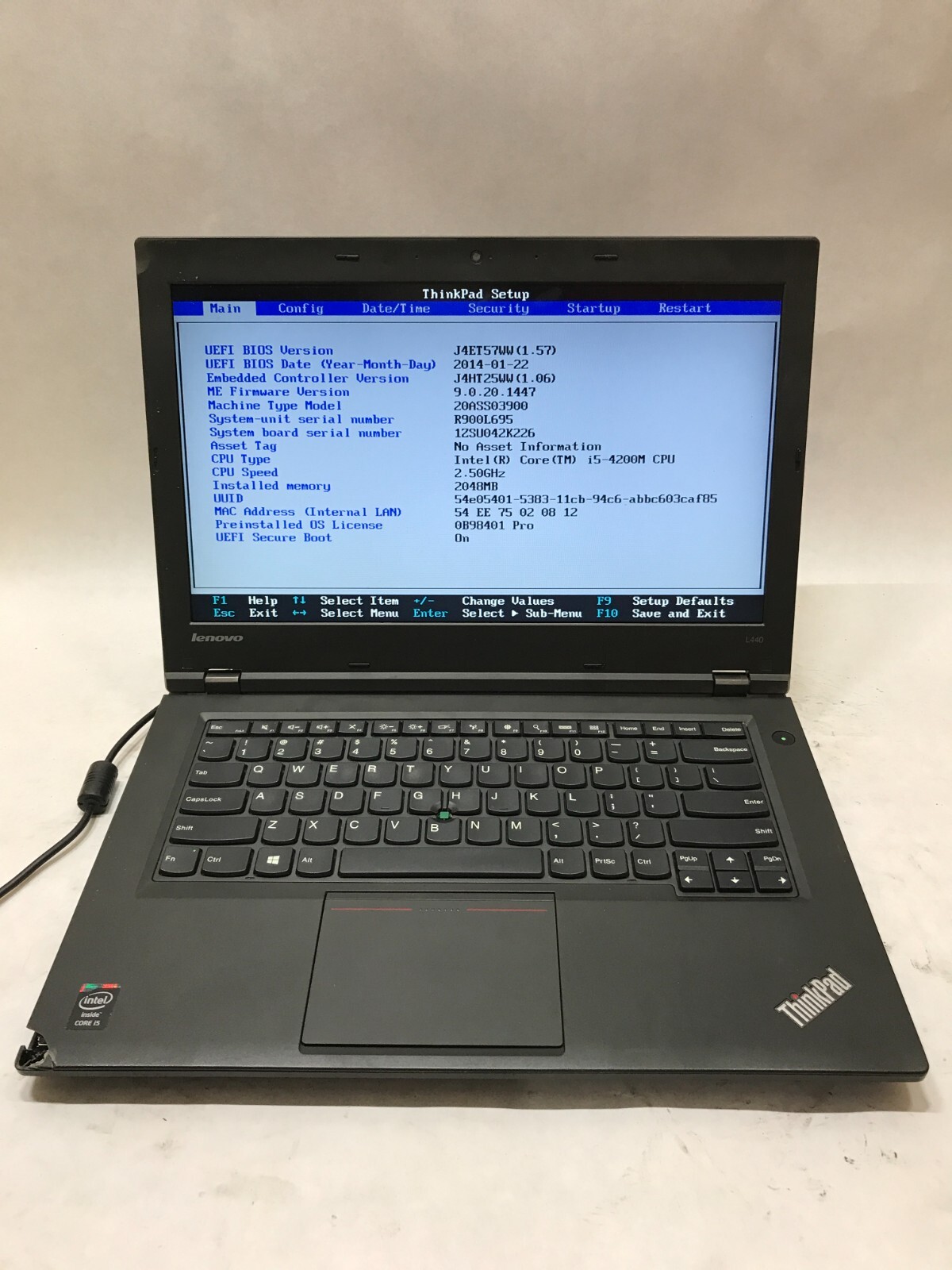 Lenovo ThinkPad L440 14″ Intel Core i5 2GB RAM NO HDD/OS Missing Components – DW