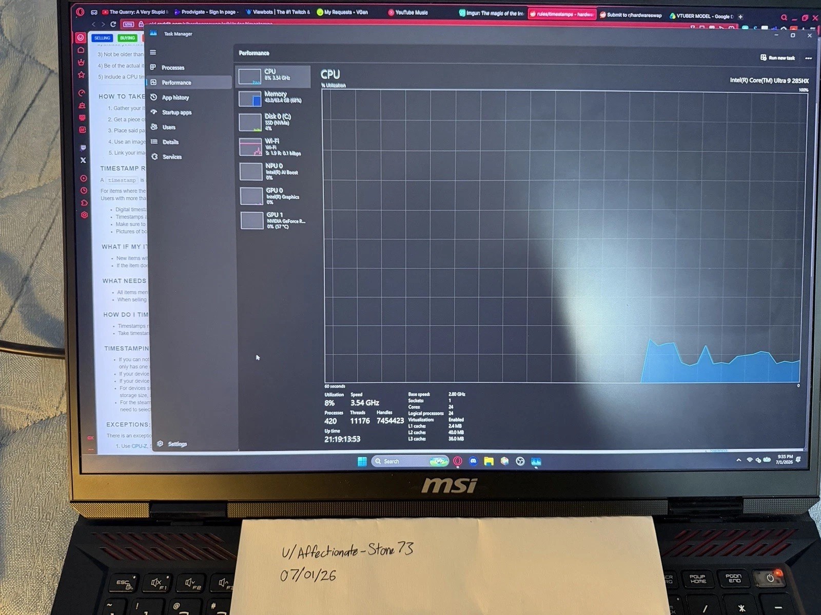 MSI Raider 18” HX AI A2XW Gaming Laptop Ultra 9 64GB RAM 2TB SSD