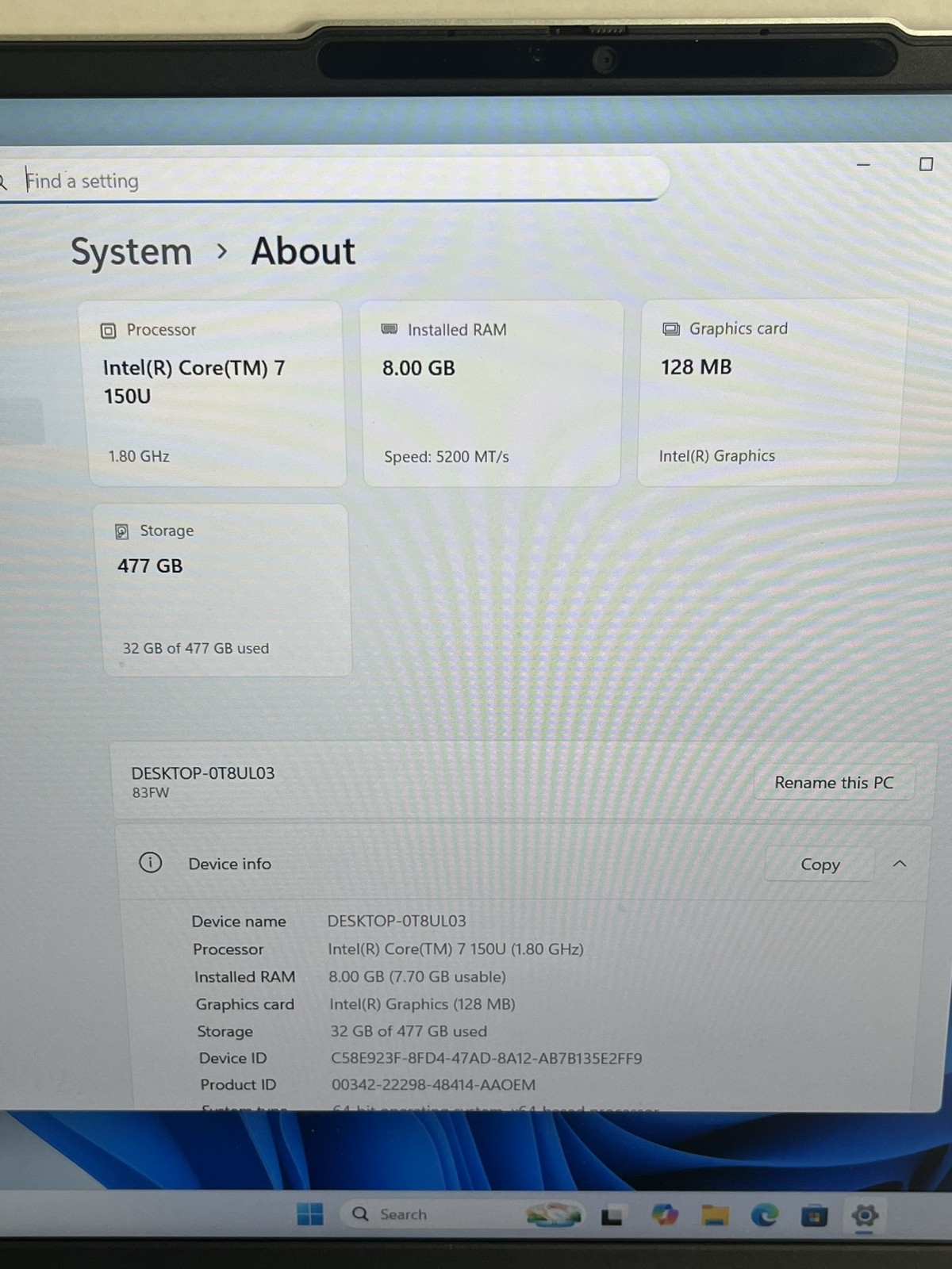 Lenovo IdeaPad Slim 5 16in 16IRU9 Core 7 150U 1.8GHz 8GB RAM 512GB Win11 Home