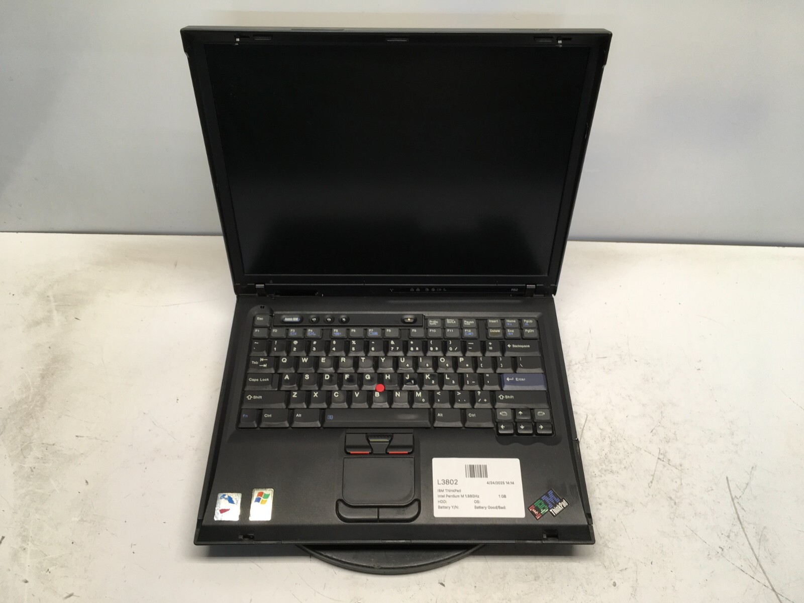 IBM ThinkPad R52 Intel Pentium M 1.86GHz 1 GB NO HDD – Dim Screen