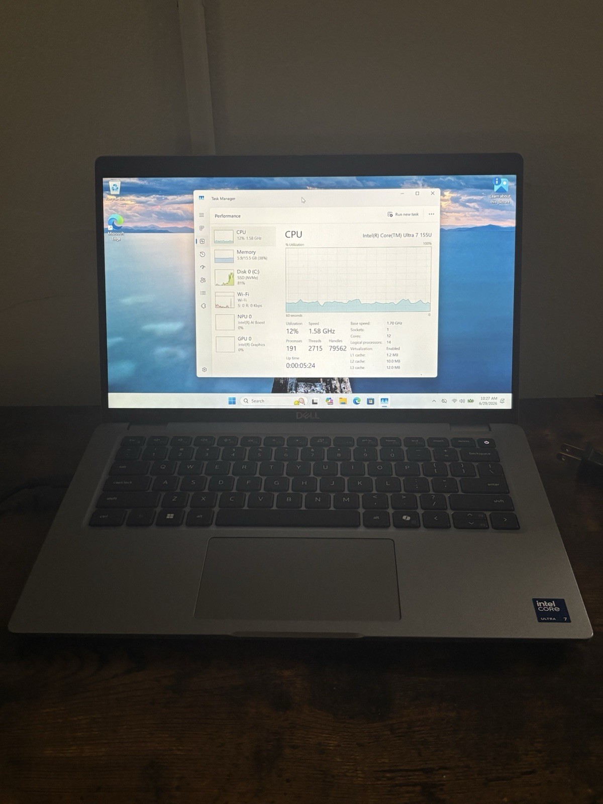 Dell Latitude 5450 Intel Core Ultra 7 155U 14″ Laptop 16GB DDR5 256GB SSD Win11