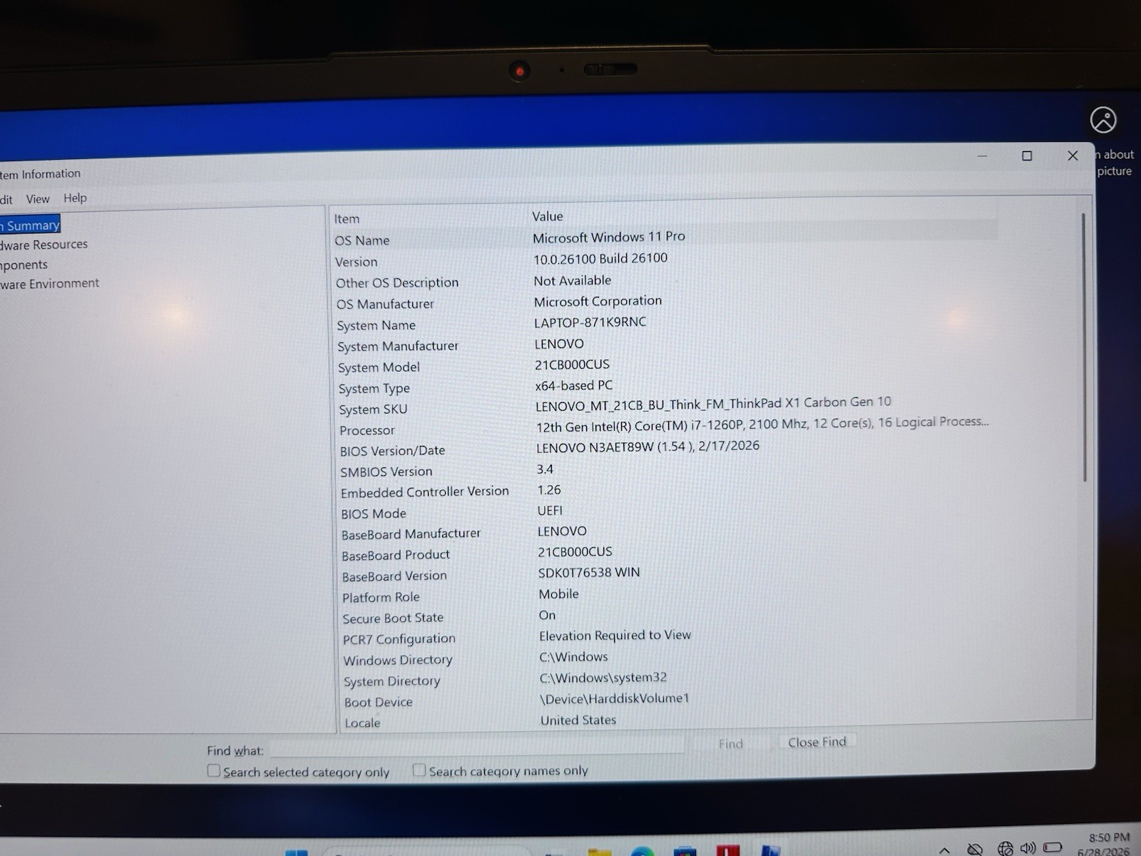 Touchscreen Lenovo ThinkPad X1 Carbon Gen 10 14in i7 12th Gen Win11 Pro