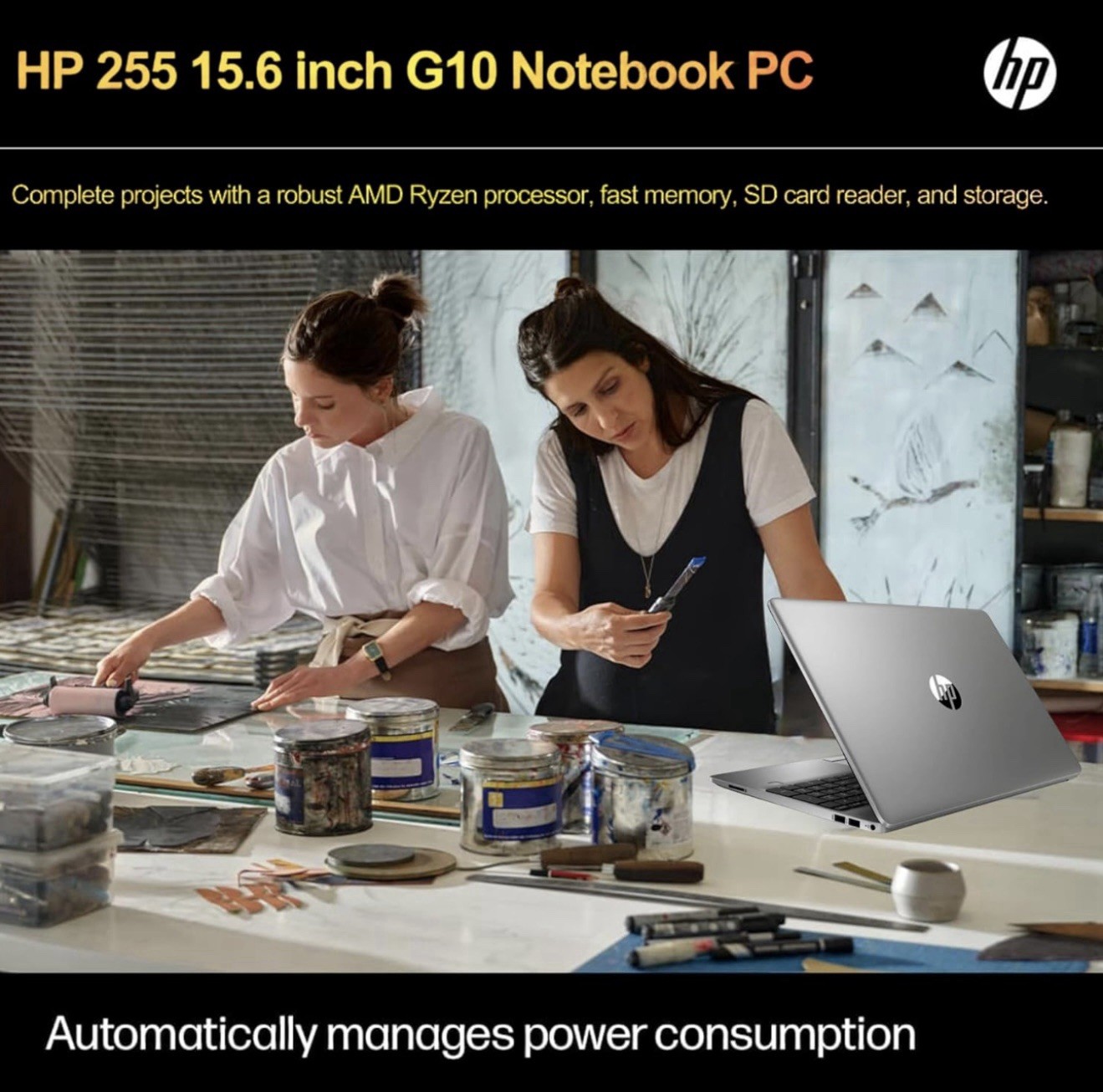 HP 255 G10 Laptop 16GB RAM 1TB SSD 15.6” Full HD Ryzen 3 7330U Windows Pro 11