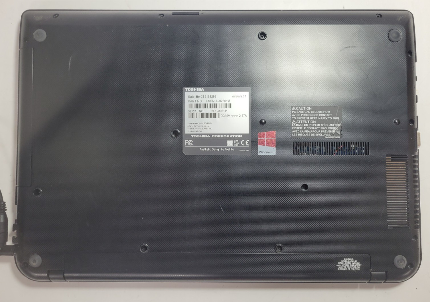 Toshiba Satellite C55-B5299 w/Celeron N2830, 2GB RAM, 500GB HDD for Repair #0292