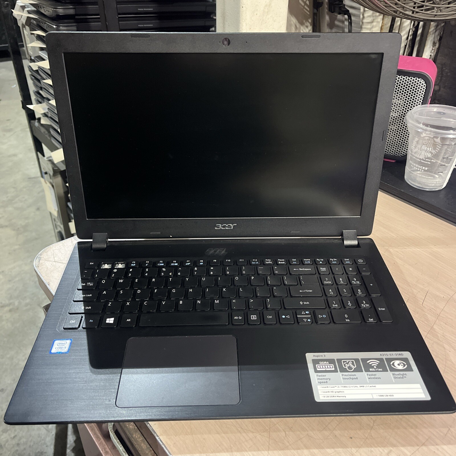 ACER ASPIRE 3 A315-51 I3 7TH GEN 4GB RAM NO HD