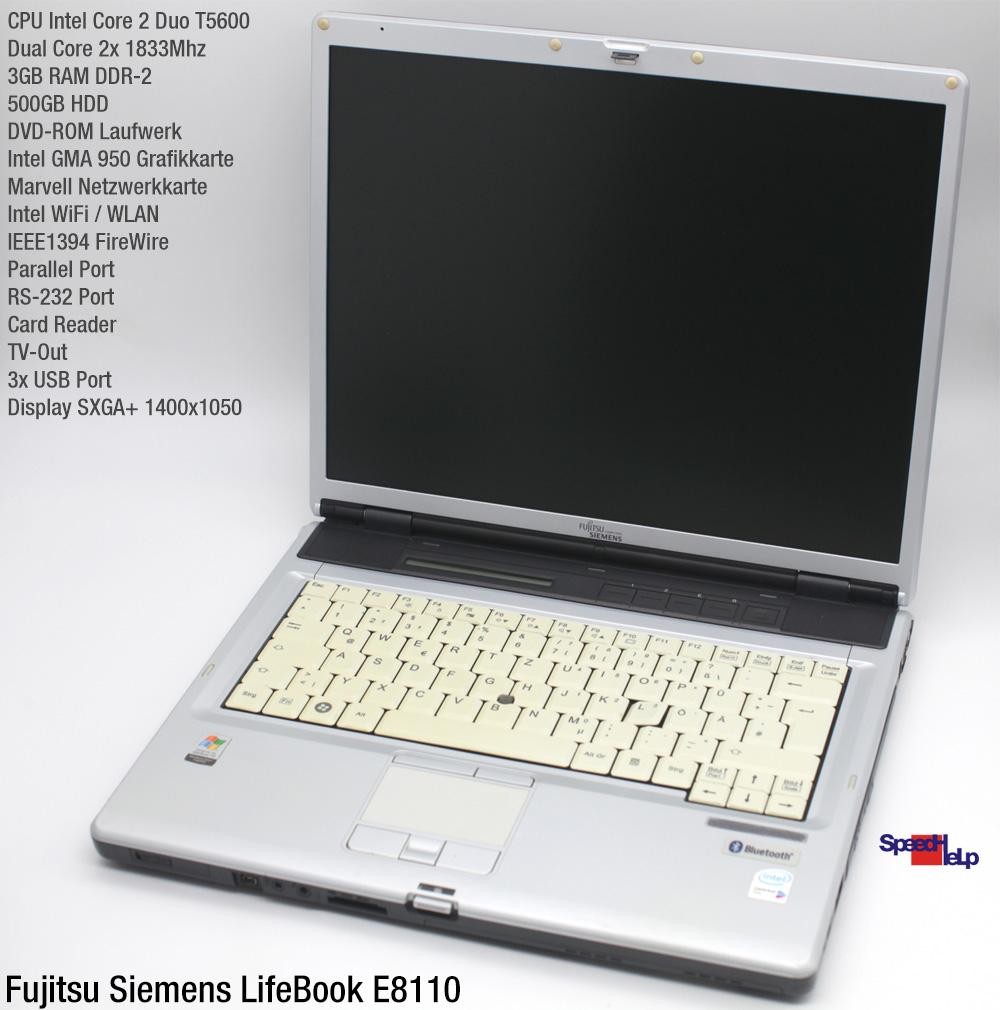 Notebook Fujitsu Siemens Lifebook E8110 500GB WiFi 3GB WINDOWS XP 1400×1050