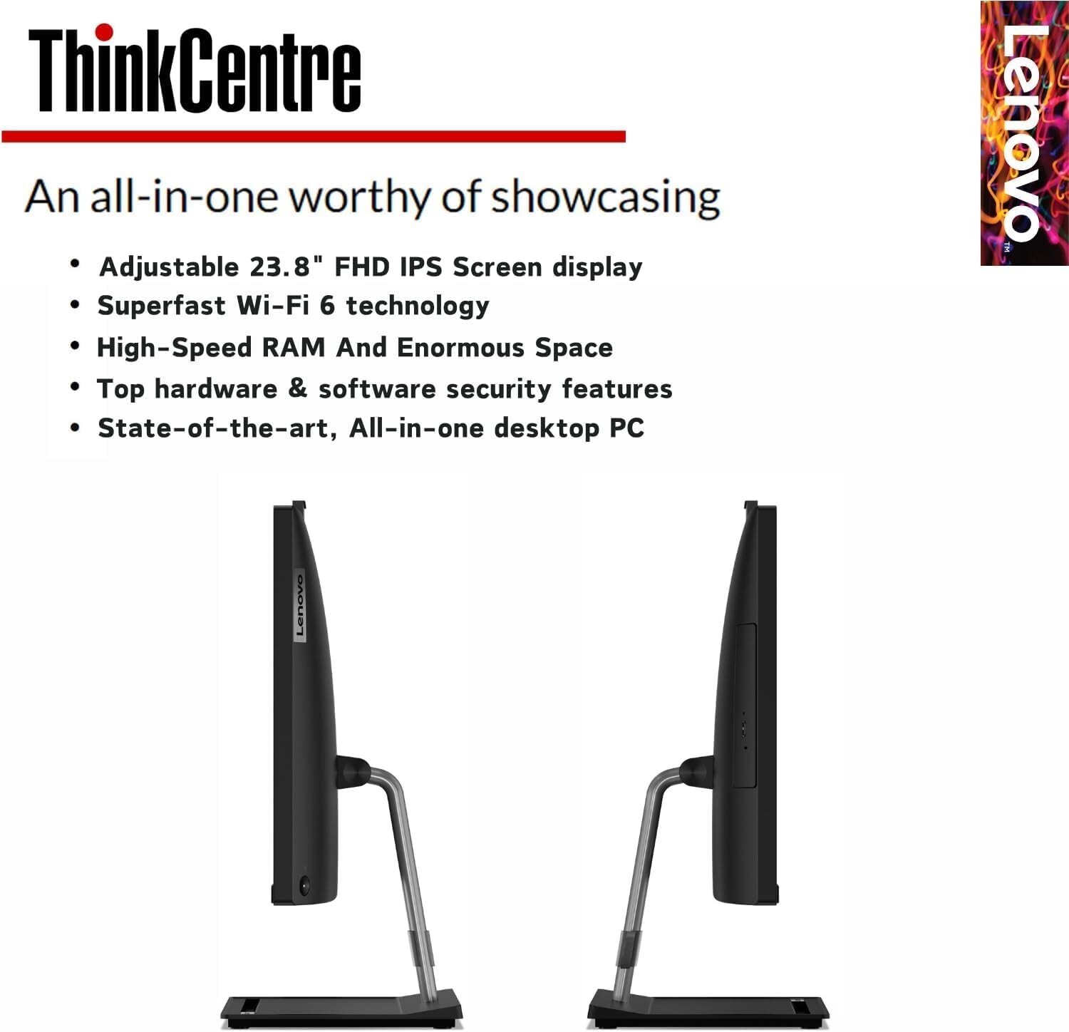 Lenovo ThinkCentre All-in-One Business Computer, 23.8″ FHD Display, 12th Gen