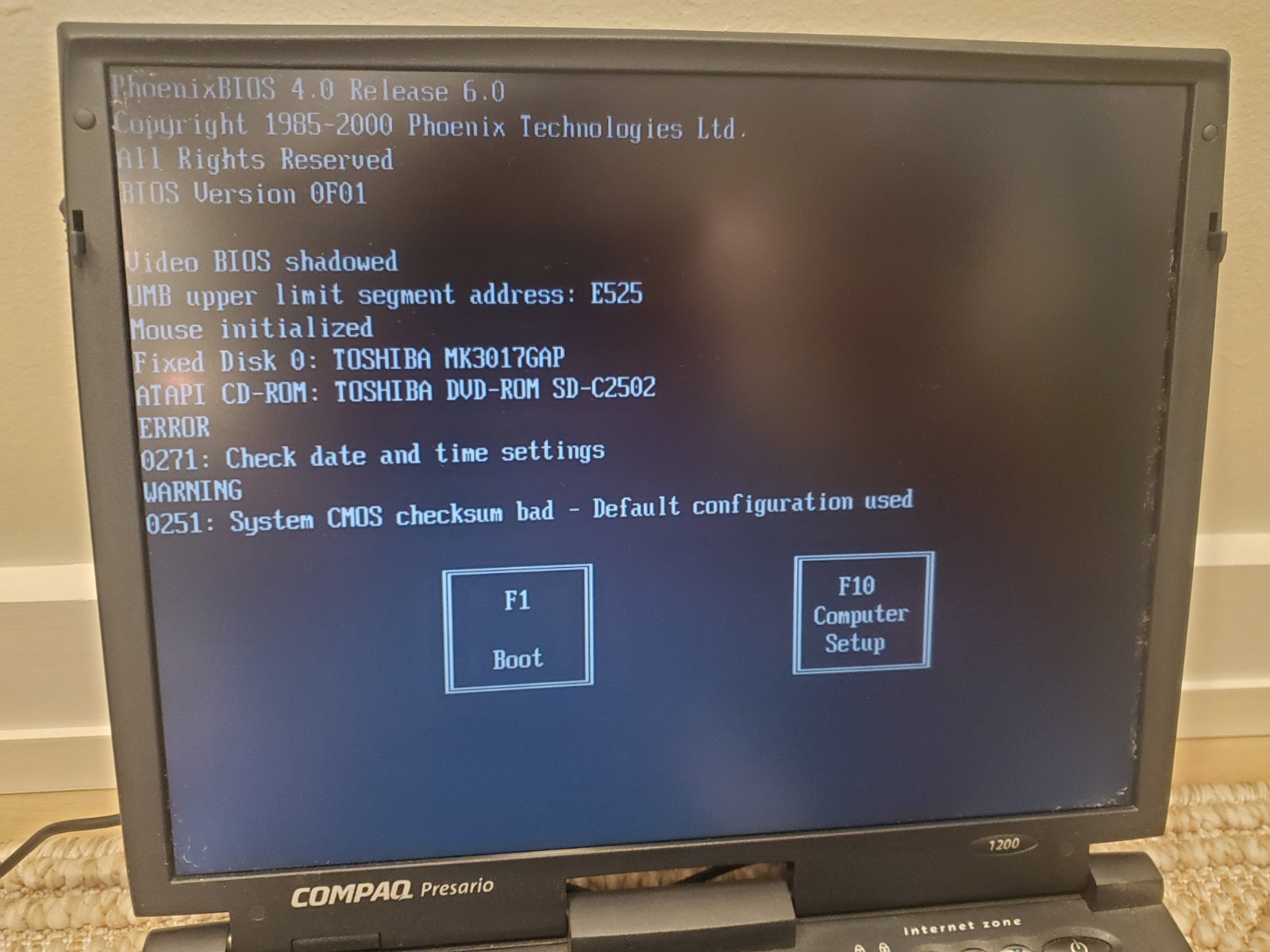 Compaq Presario 1200 Retro Vintage 1998 Laptop – Tested, Works *Bad Battery