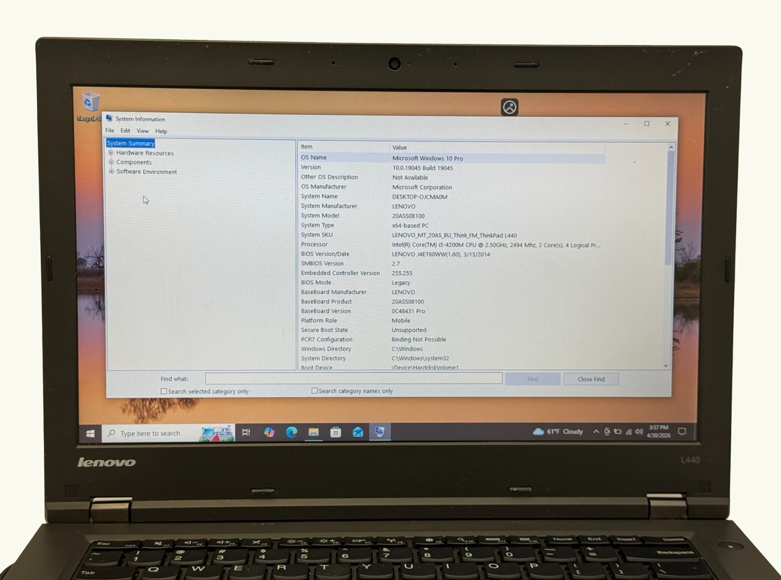 Lenovo Thinkpad L440 i5-4200M 2.4GHz 8GB RAM 256GB SSD – Battery Health 86.4%
