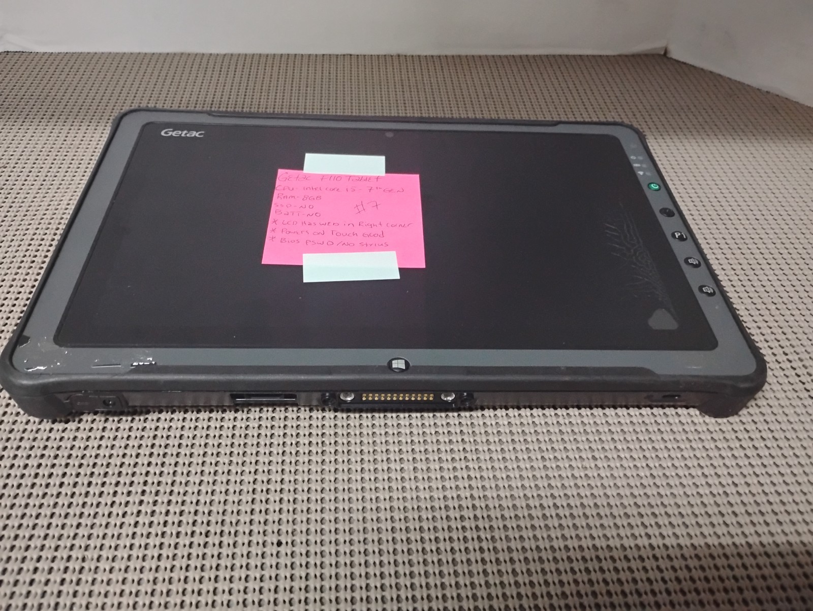 GETAC F110 INTEL CORE I5 7TH GEN 8GB RAM NO HD/BATTERY OR POWER CORD PARTS ONLY