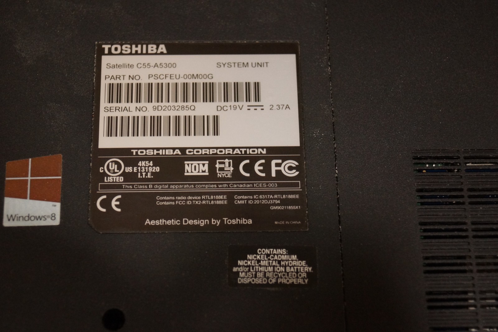 Active Latest 22H2 WIN10 PRO Toshiba C55-A5300@1.80GHz,4GB RAM 500GB HDD