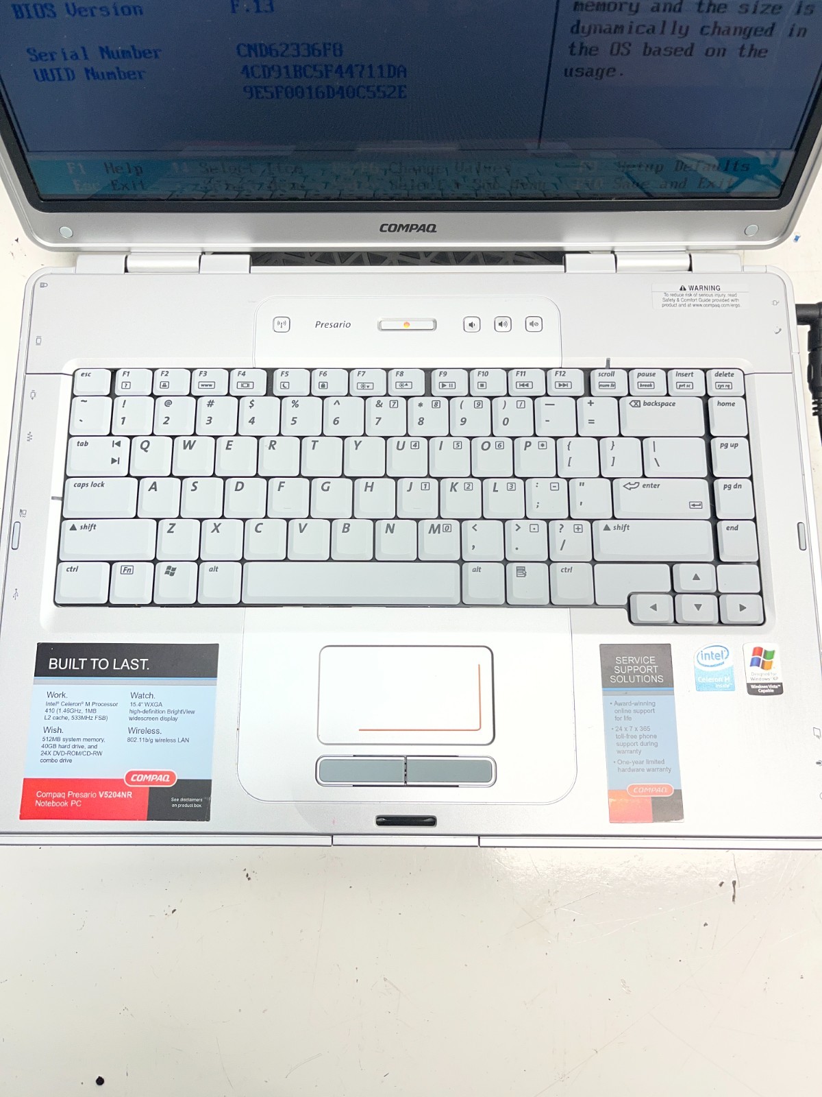 Compaq Presario V500 Intel Celeron M 410 146GHz 512MB NO HDD