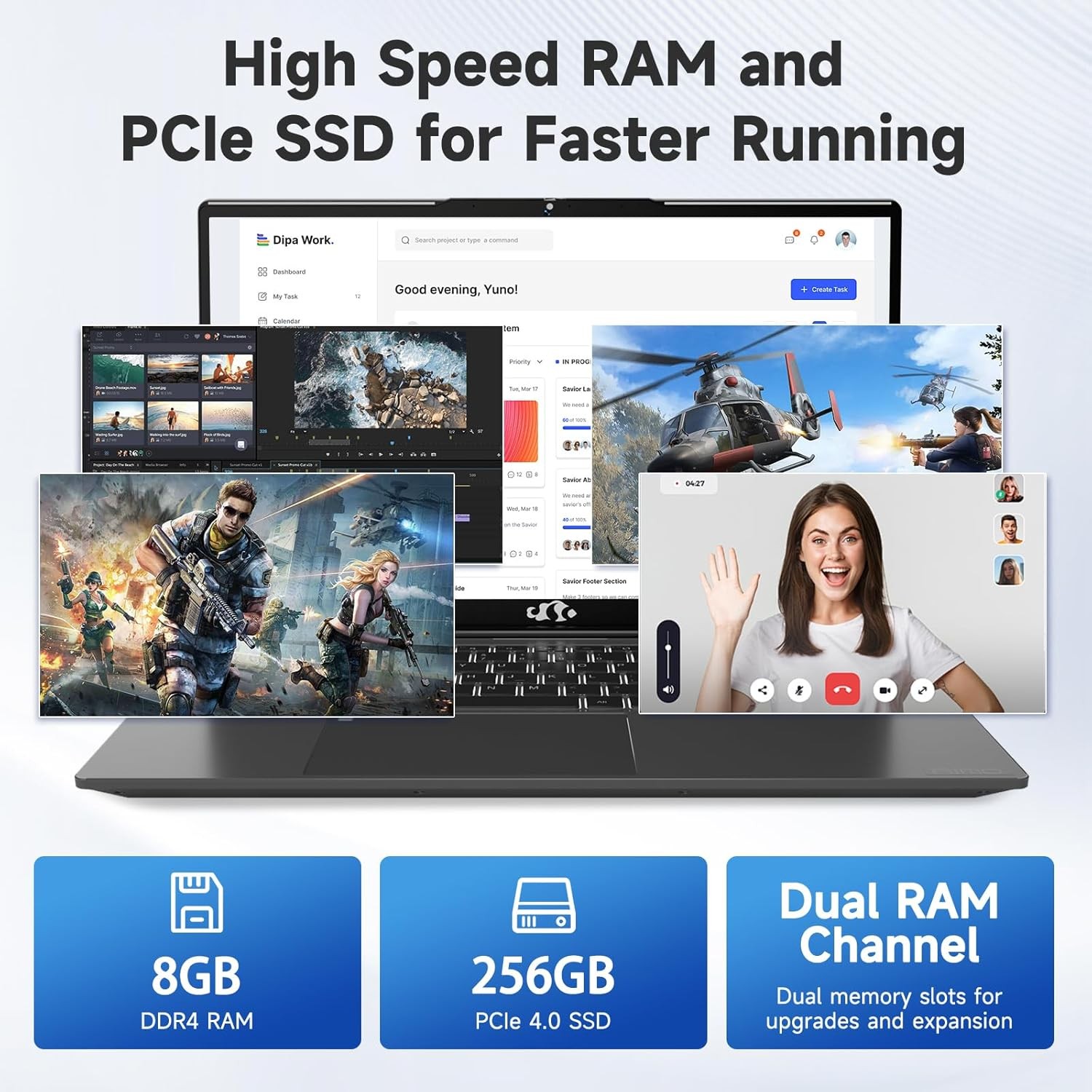 NIMO 15.6″ IPS FHD-Business-Laptop, Intel 6 Core i3-1215U 8GB RAM 256GB SSD