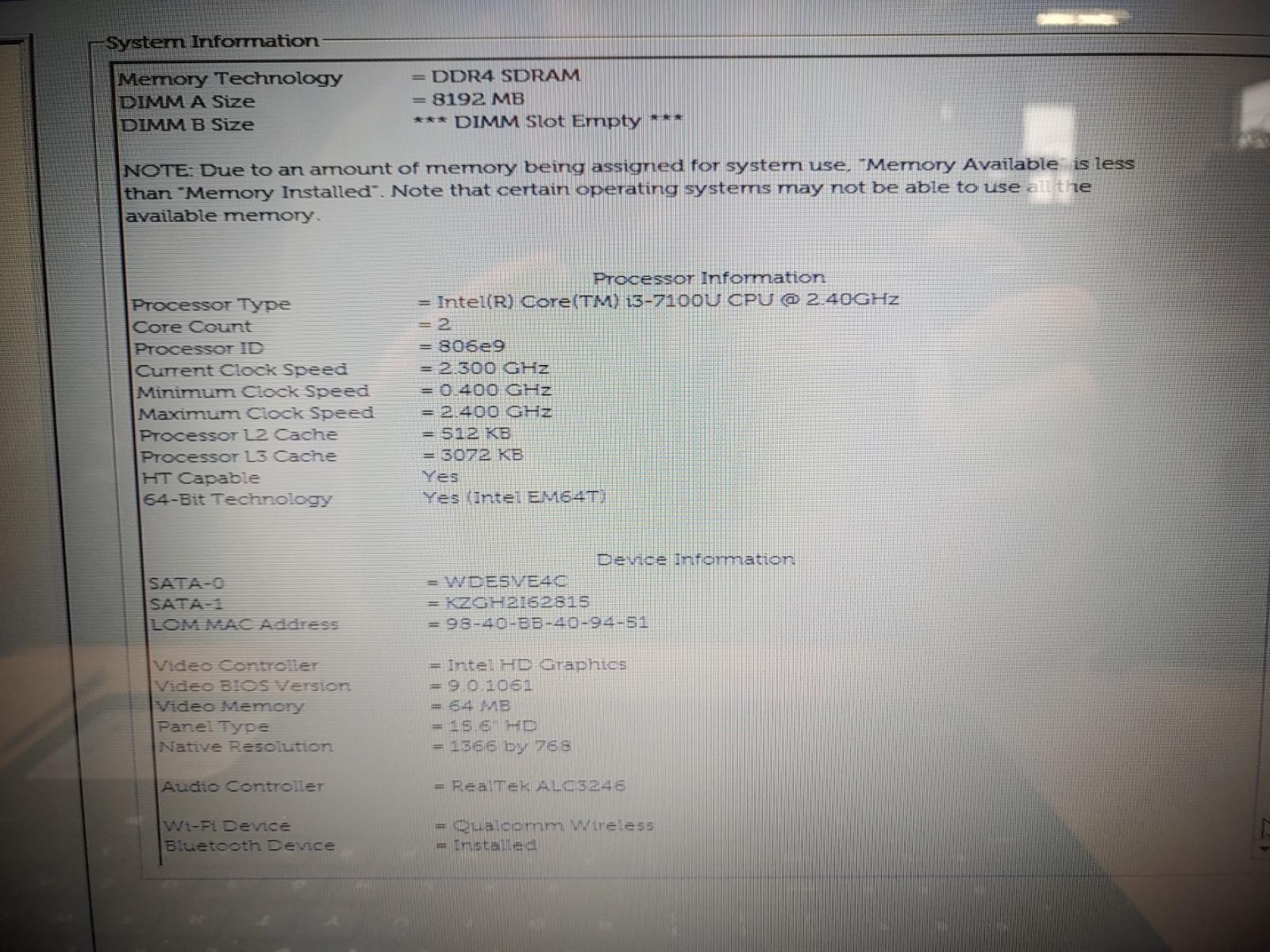 Dell Inspiron 15 3567 15.6″ Intel i3-7100U✔8GB✔1TB HDD✔ **NO OS/ NO AC** *READ*