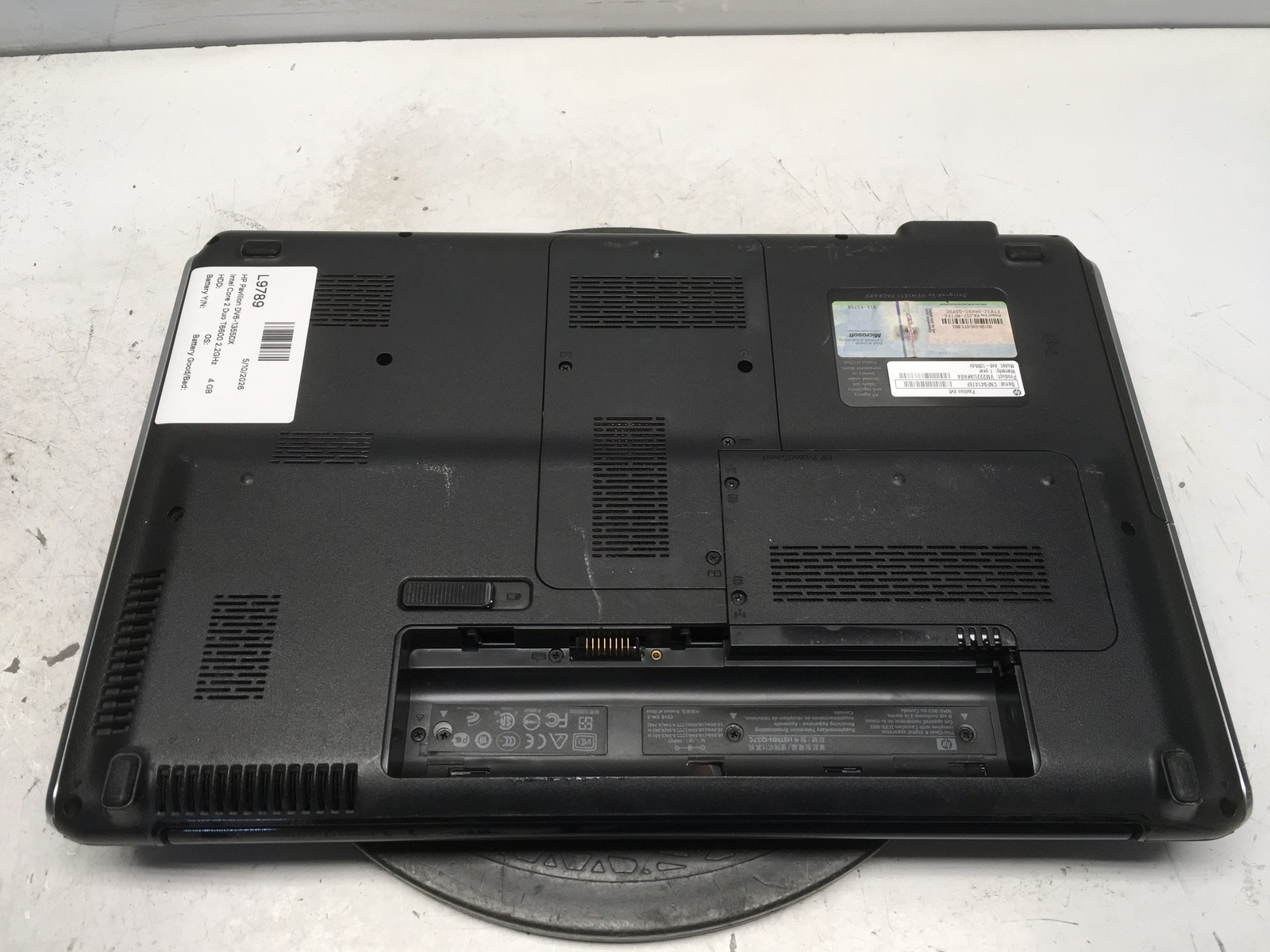 HP Pavilion DV6-1355DX Intel Core 2 Duo T6600 2.2GHz 4 GB NO HDD No Batt