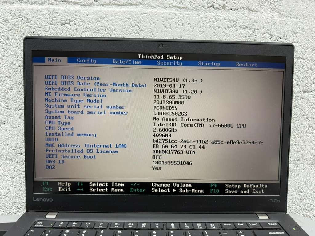Lenovo ThinkPad T470s 14″ Laptop i7-6600U 4GB RAM
