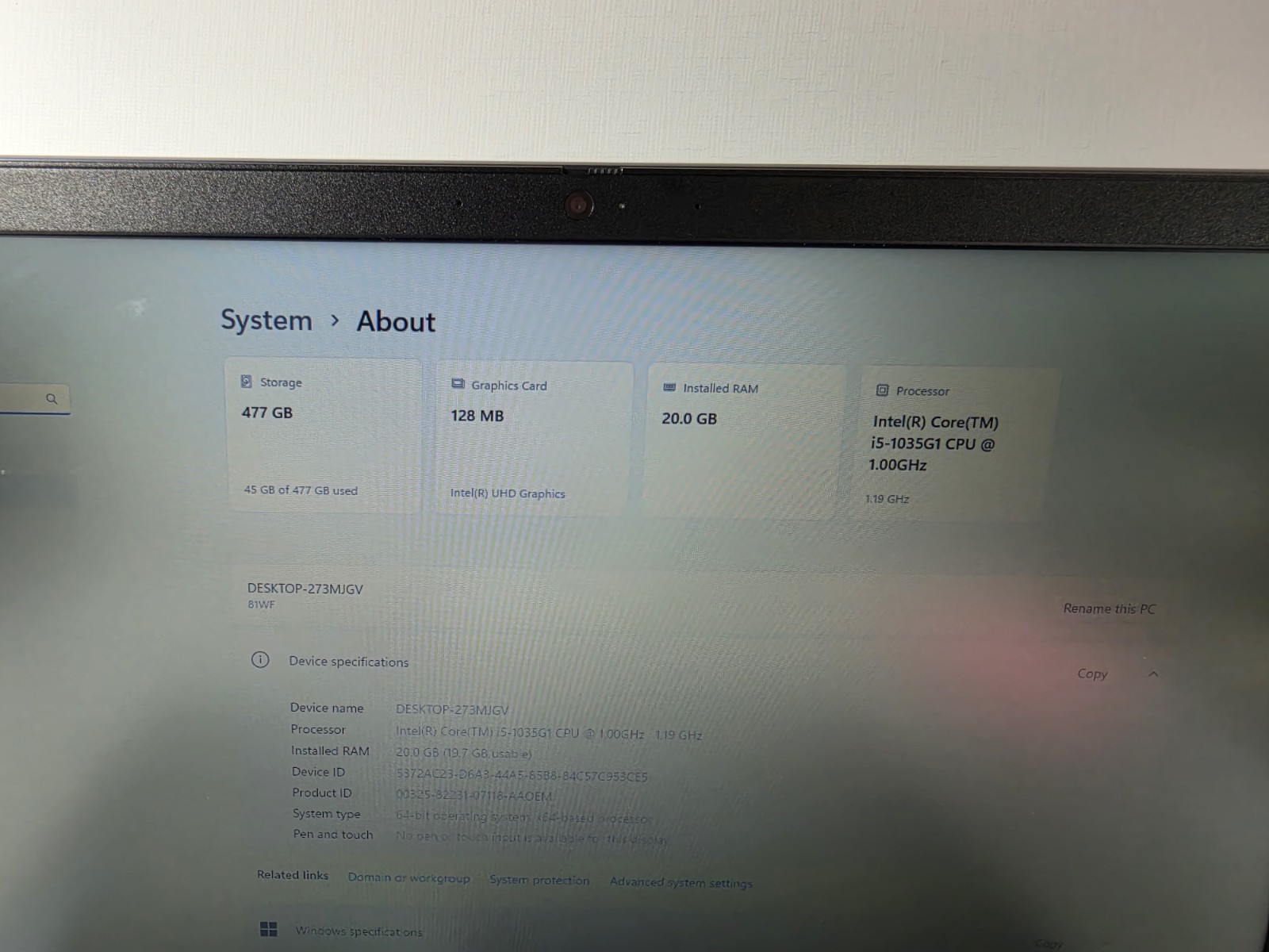 Lenovo IdeaPad 3 17″ Core i5-1035G1 1.00GHz 20GB Ram 500GB SSD Windows 11