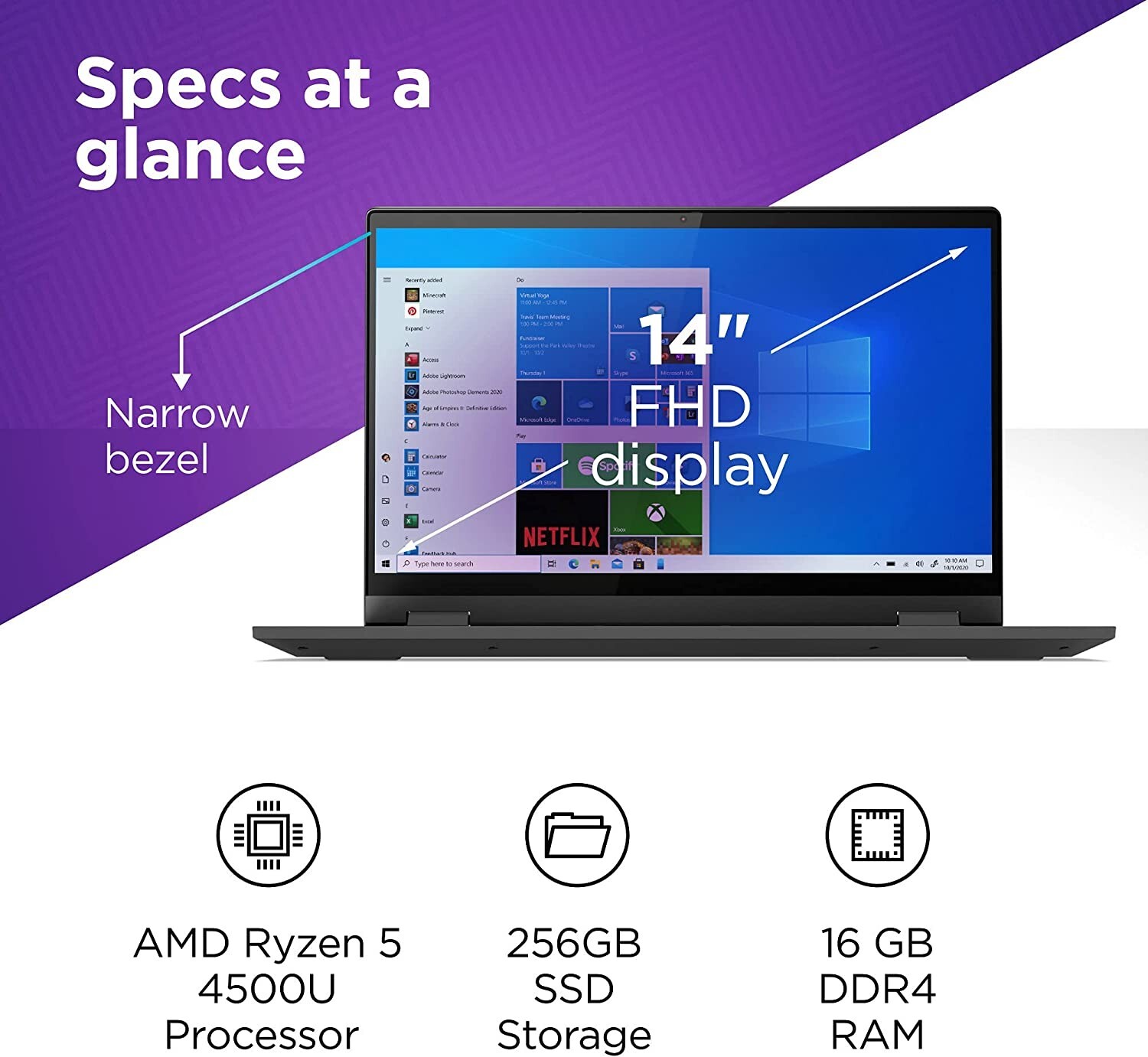 Lenovo IdeaPad Flex 5 14ITL05 14″ (128GB, Intel Core i3 11th Gen., 4.10 GHz,…