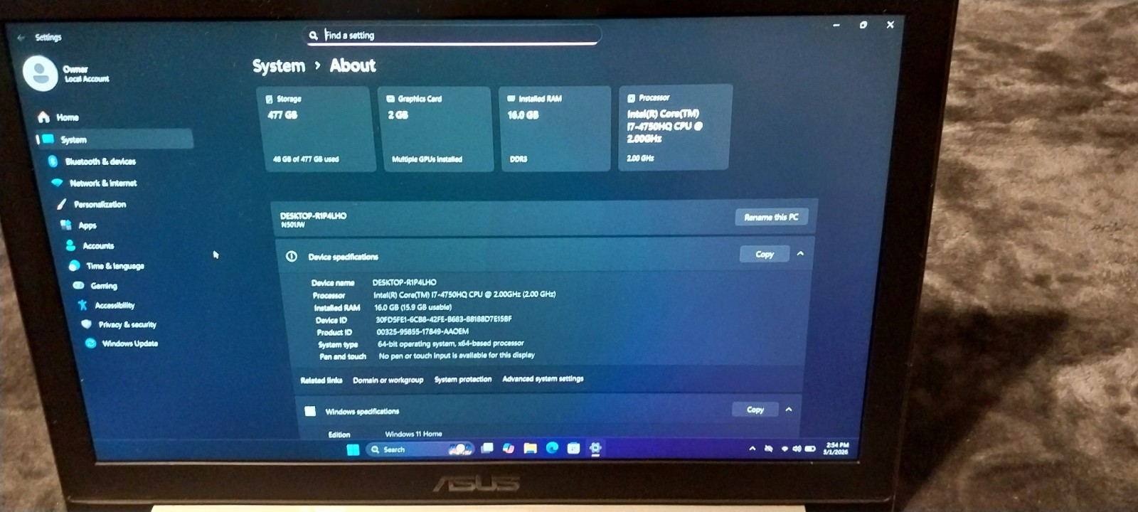 Asus Laptop Windows 11 Home
