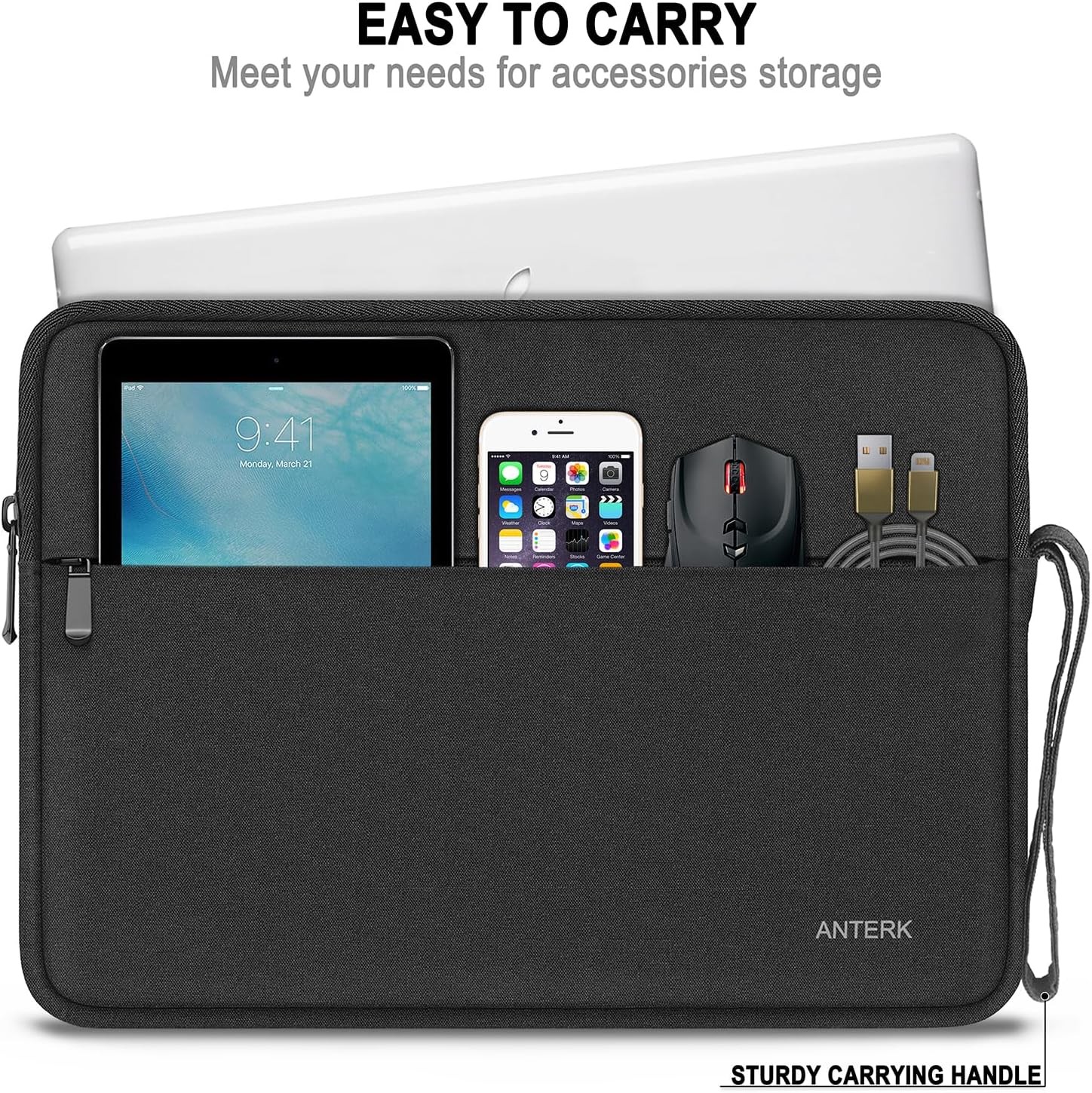 Water-Resistant Laptop Sleeve for 14 Inch MacBook, Travel Computer Case