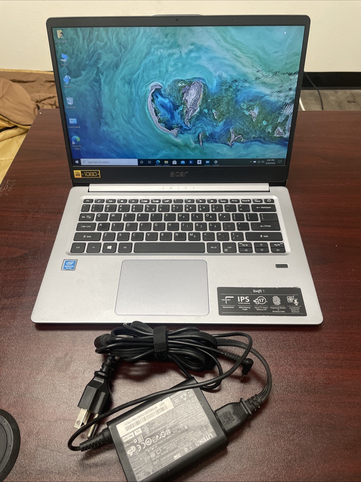 Acer Swift 1 14” FHD IPS N5000 4GB 64GB eMMC Win10 OEM Charger Tested