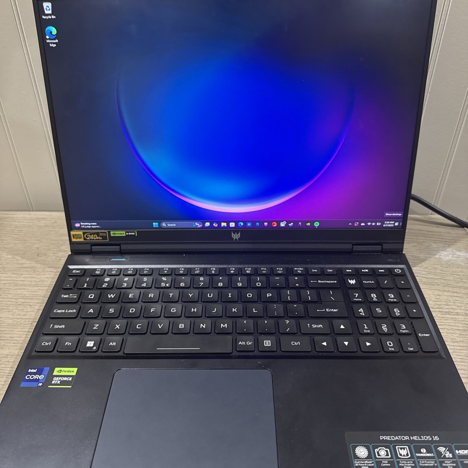 Acer Predator Helios 16” WQXGA 240Hz Gaming Monitor I9-13900HX RTX 4080