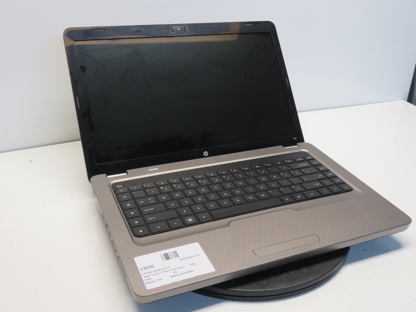 HP G62-435dx AMD Turion II P540 Dual-Core Processor 2.4 GHz 4GB NO HDD No Batt