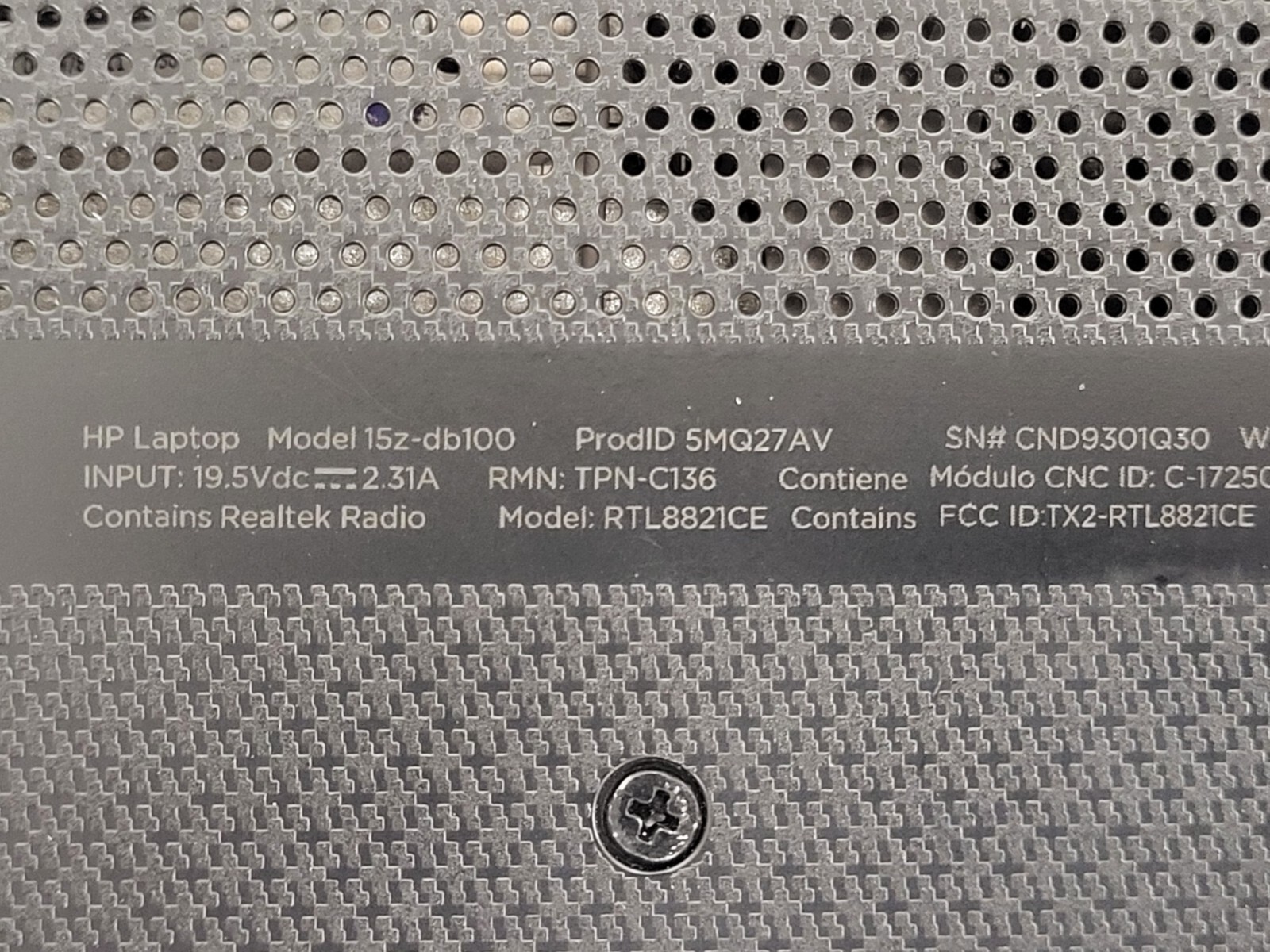 HP Laptop 15z-db100 Ryzen3 3200U 2.6GHz 16gb ram 256gb SSD charger CND9301Q30