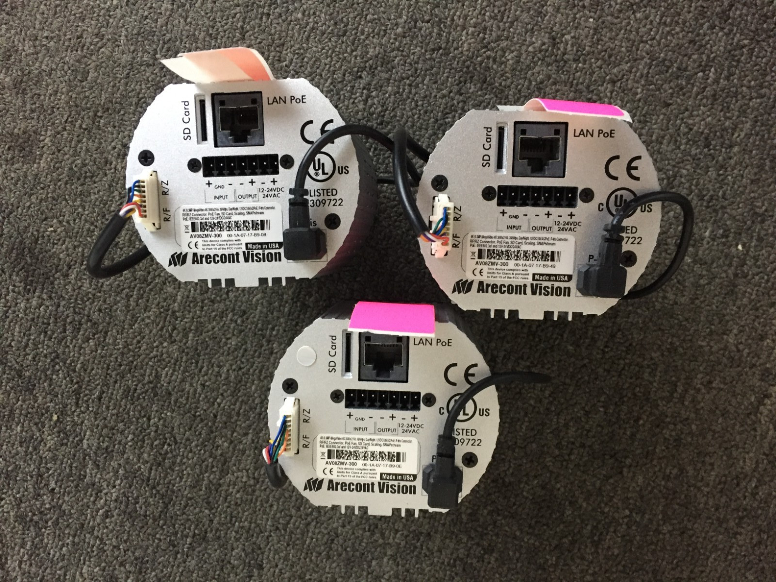 Lot of 3 Arecont Vision AV08ZMV-300 4K for parts/repair- Read
