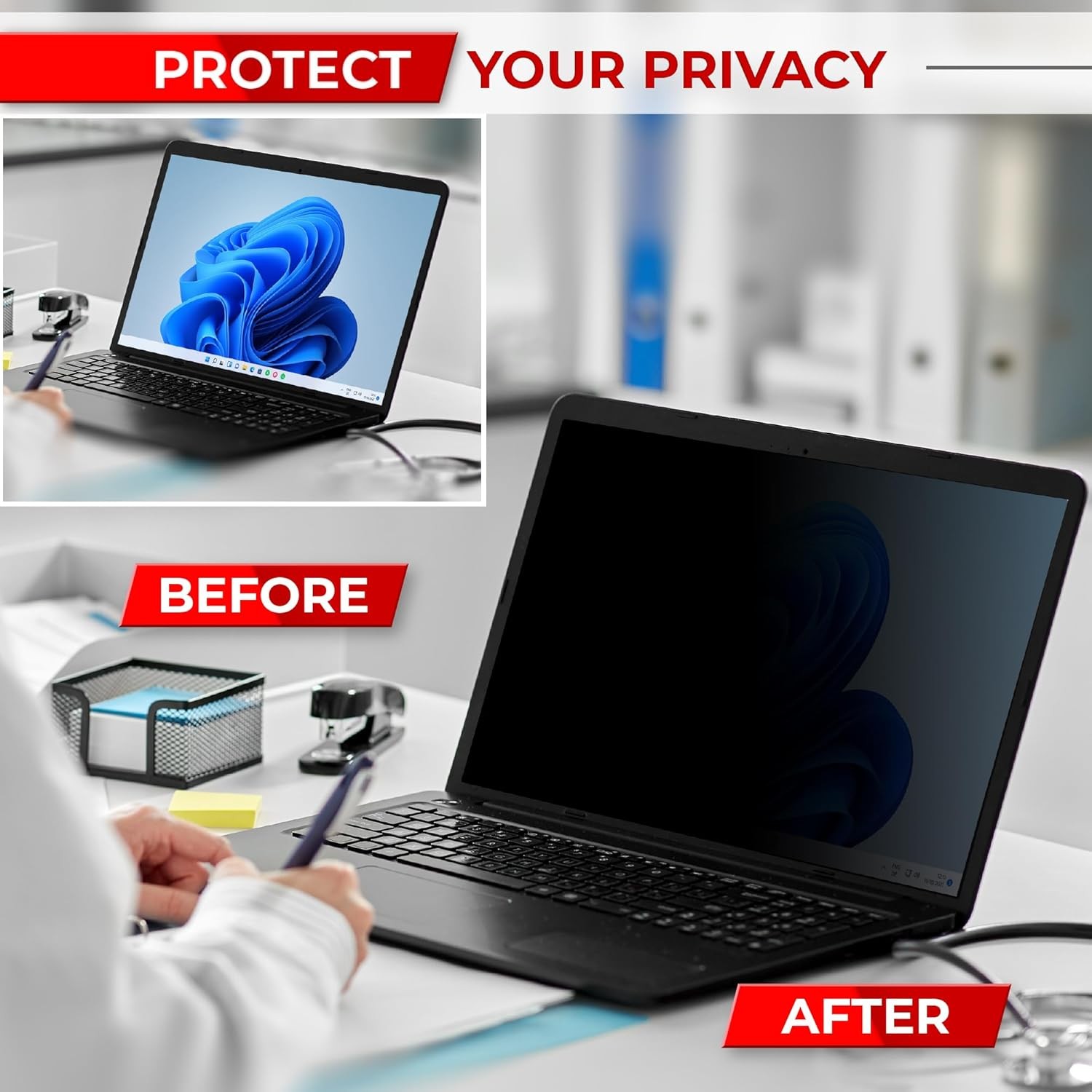 16 Inch 16:10 Laptop Privacy Screen Filter – High Clarity Computer Monitor Shiel