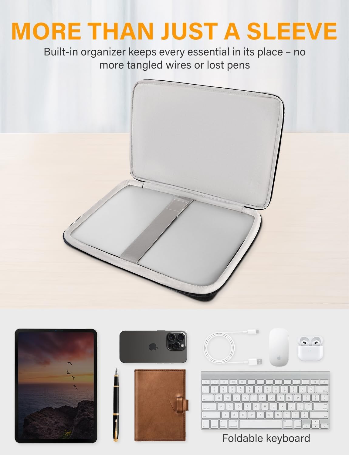 Black 17.3″ Laptop Sleeve Case – Water Resistant, Shockproof, Protective Bag