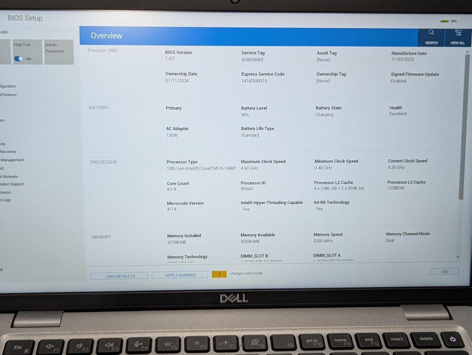 Dell Precision 3480 14″ i5-1340P 32GB RAM 512GB SSD- Grade C Low Battery