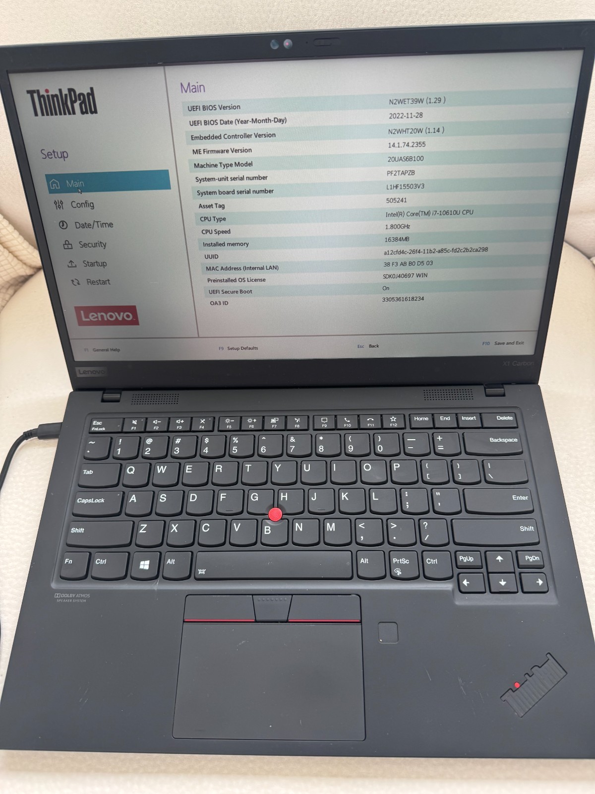 Lenovo ThinkPad X1 Carbon Gen 8 14 FHD TOUCH i7-10610U 16GB RAM 512GB SSD Win 11