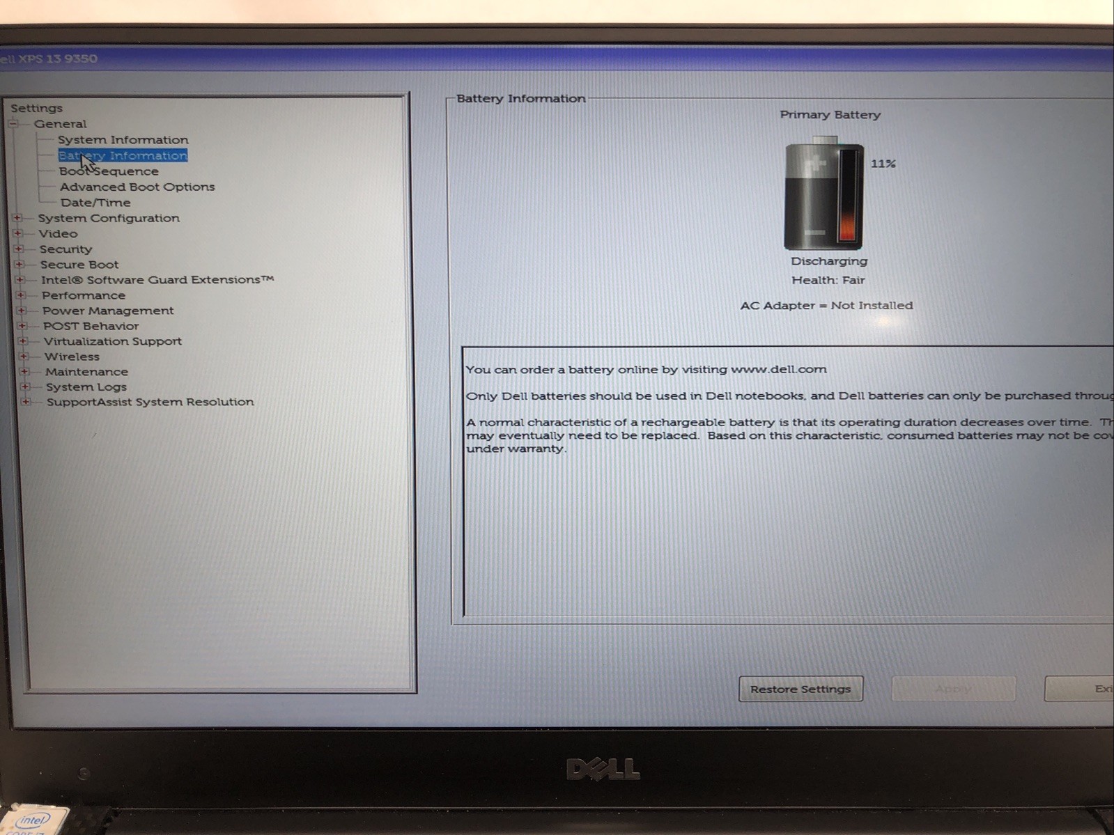 Dell XPS 9350, Intel Core i7-6600U @2.60Ghz, 8GB RAM, NO SSD/OS, TESTED!