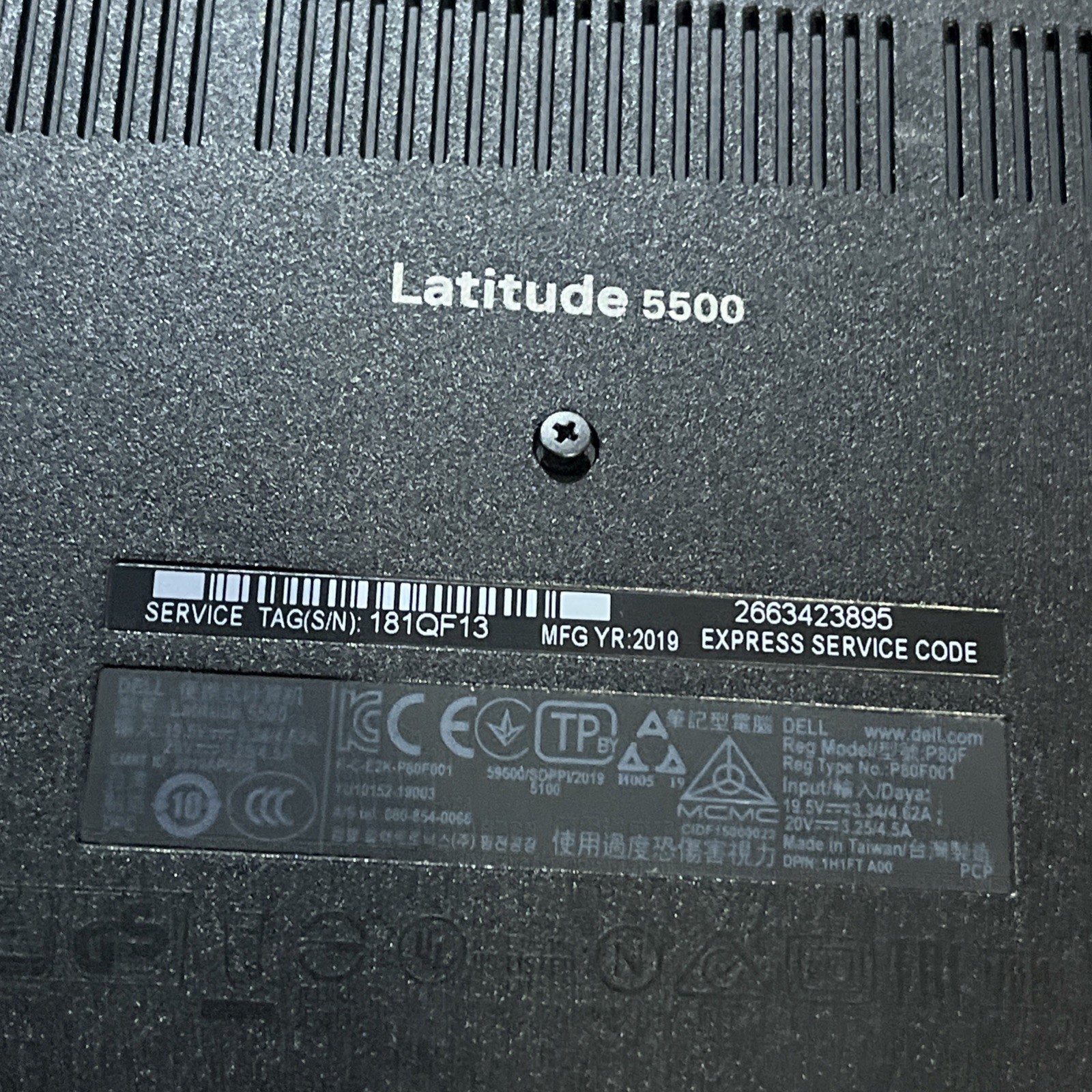 DELL LATITUDE 5500 INTEL CORE I5-8265U 1.60GHZ 8GB RAM NO HD