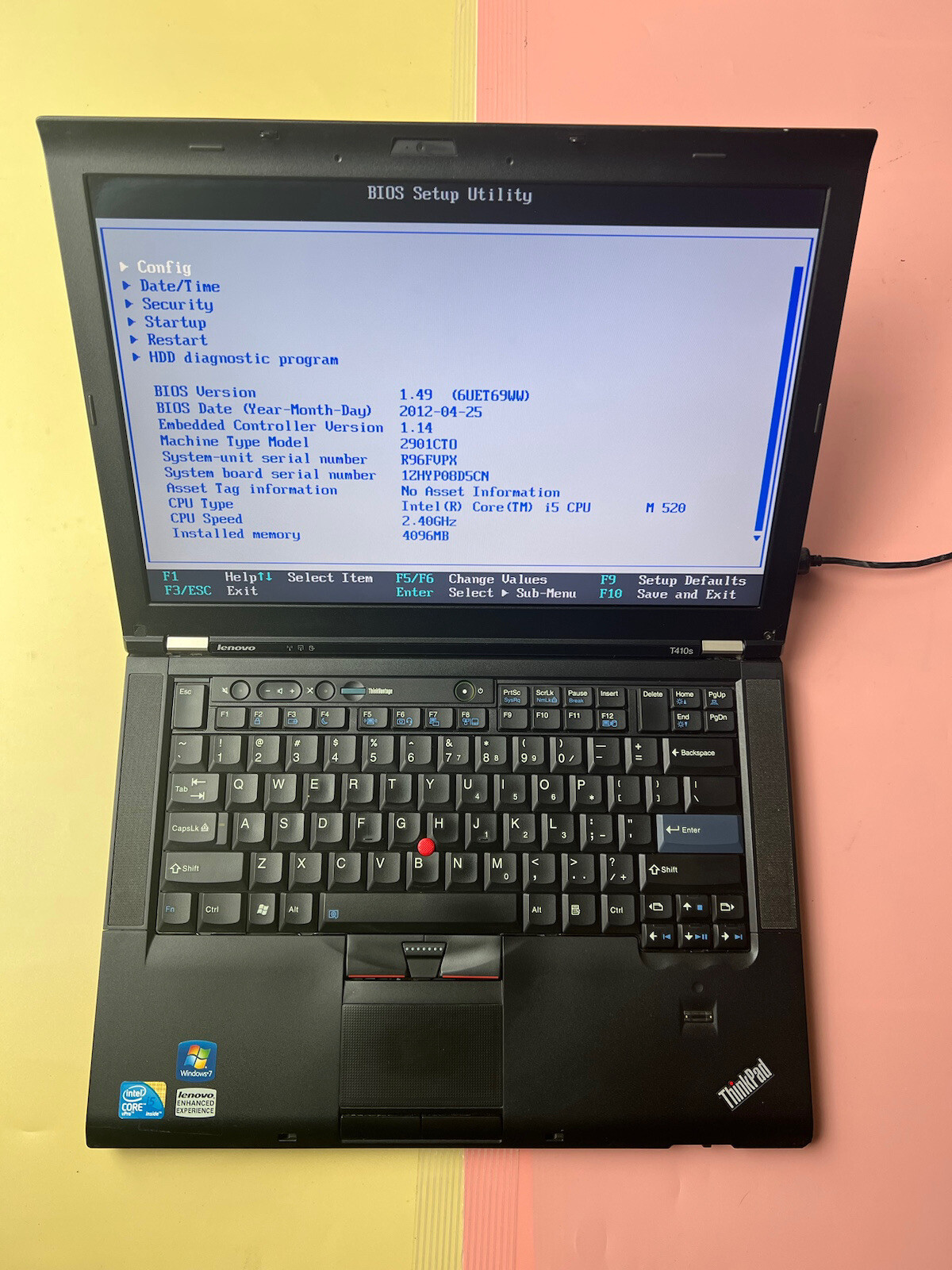 LENOVO THINKPAD T410s Core i5 M520 2.40GHz 4GB RAM 0GB HDD BIOS TESTED