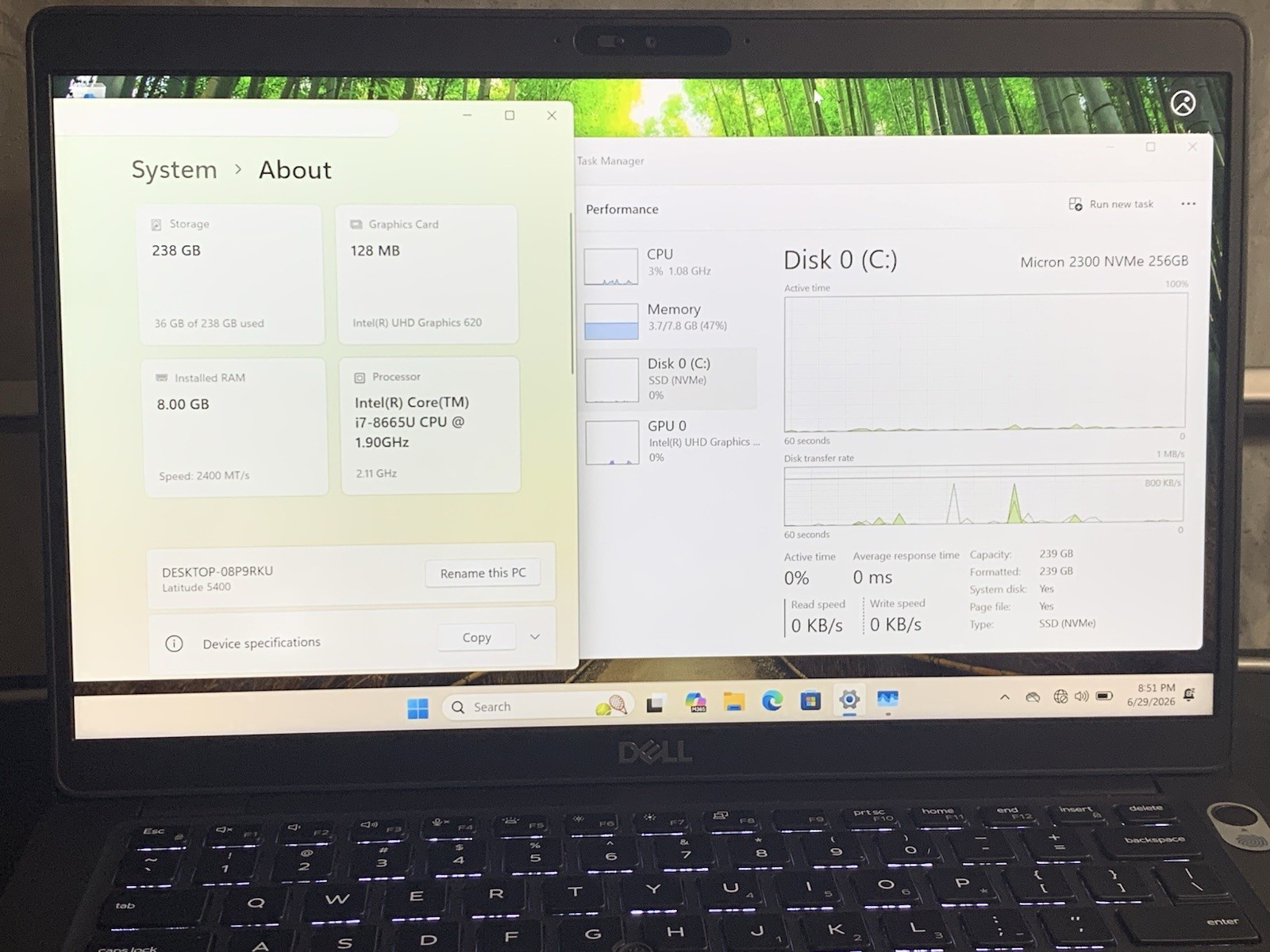 Dell Latitude 5400 i7-8665U 8GB 256GB SSD Win11 14in FHD Black