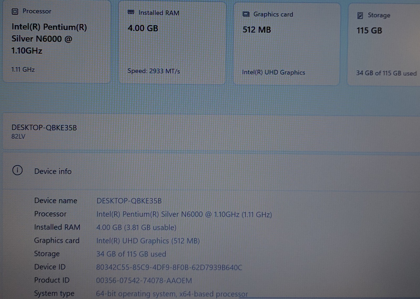 Lenovo Ideapad 1 14IJL7 14 INCH PS-N6000, 4GB, 128GB