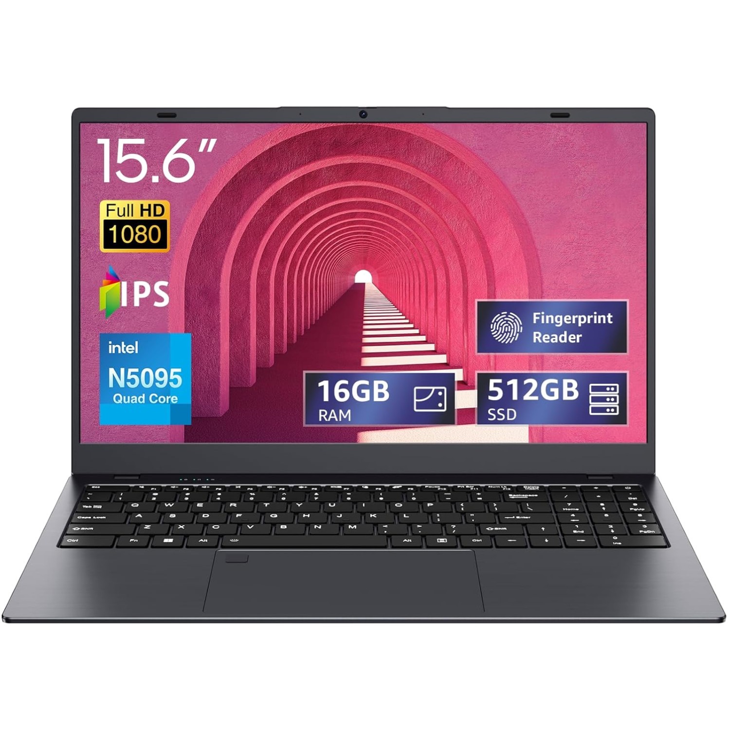 15.6″ FHD Laptop with 16GB RAM, 512GB SSD & Quad Core for Effortless Performance